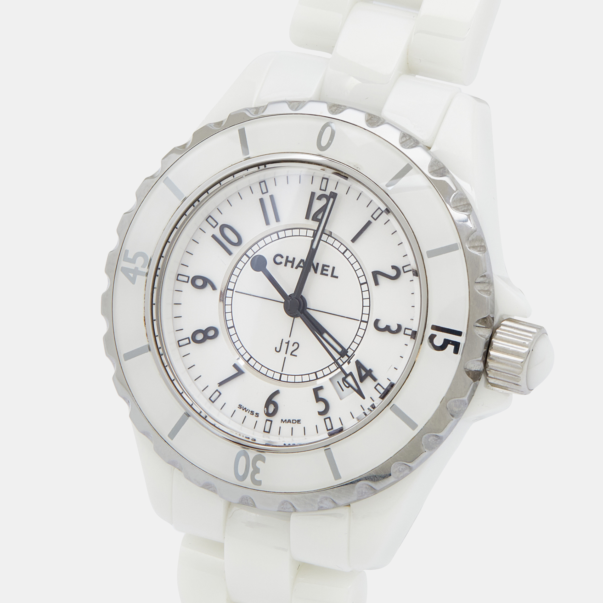 

Chanel White Ceramic Stainless Steel J12 H0968 Women's Wristwatch