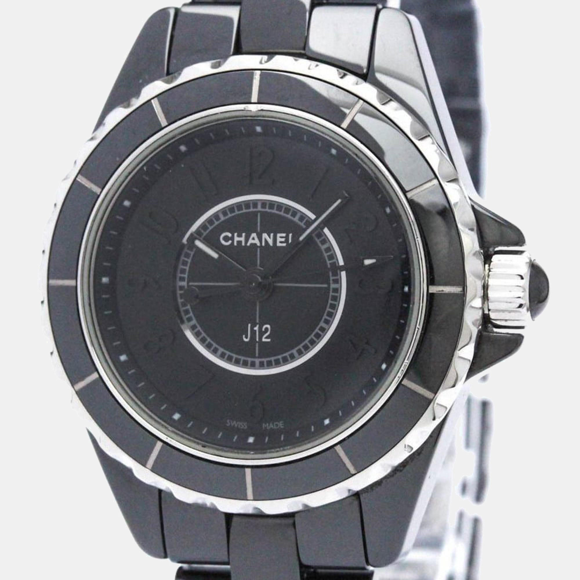 Pre-owned Chanel Black Stainless Steel J12 H4196 Women's Wristwatch 29 Mm