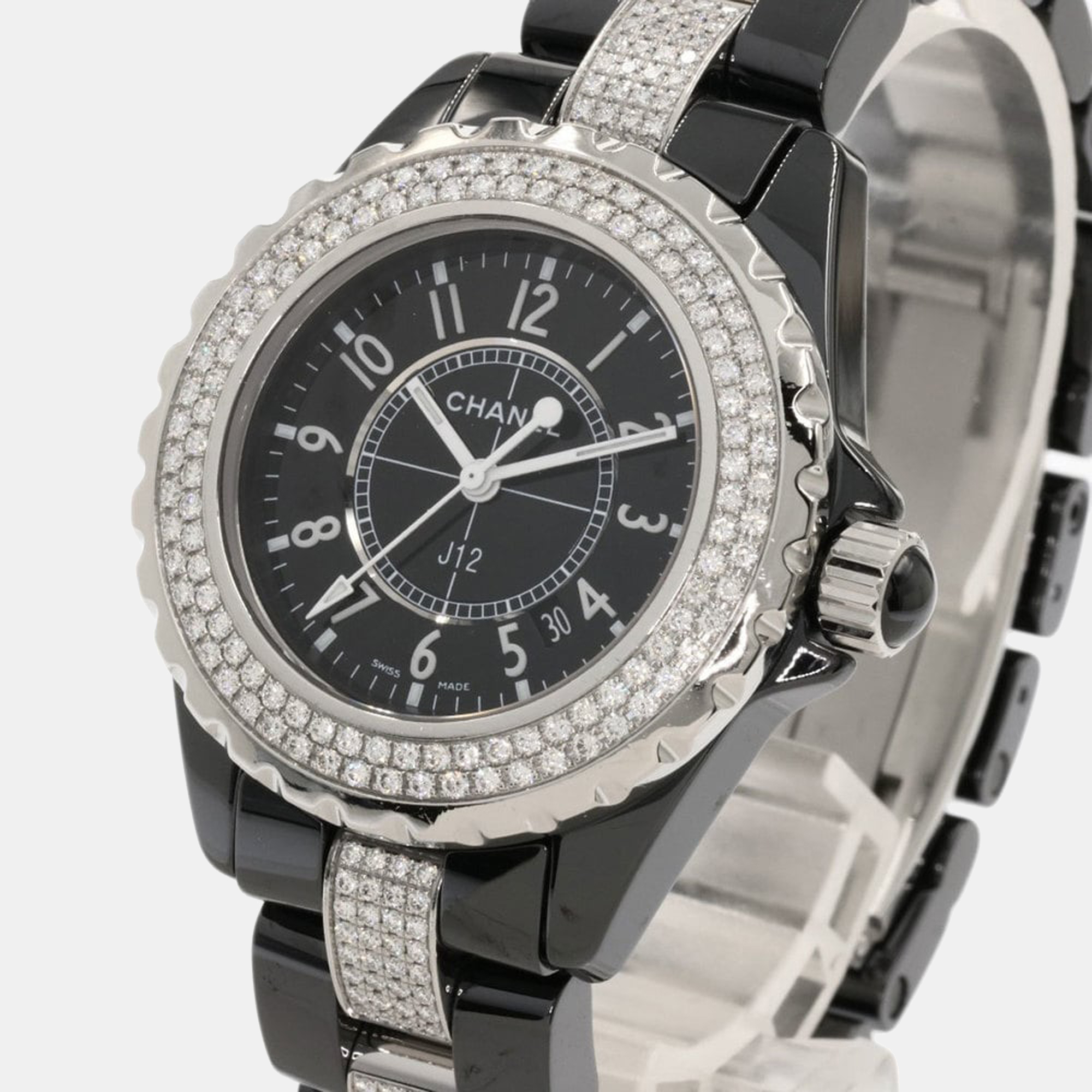 

Chanel Black Diamonds Stainless Steel J12 H1338 Women's Wristwatch 33 mm