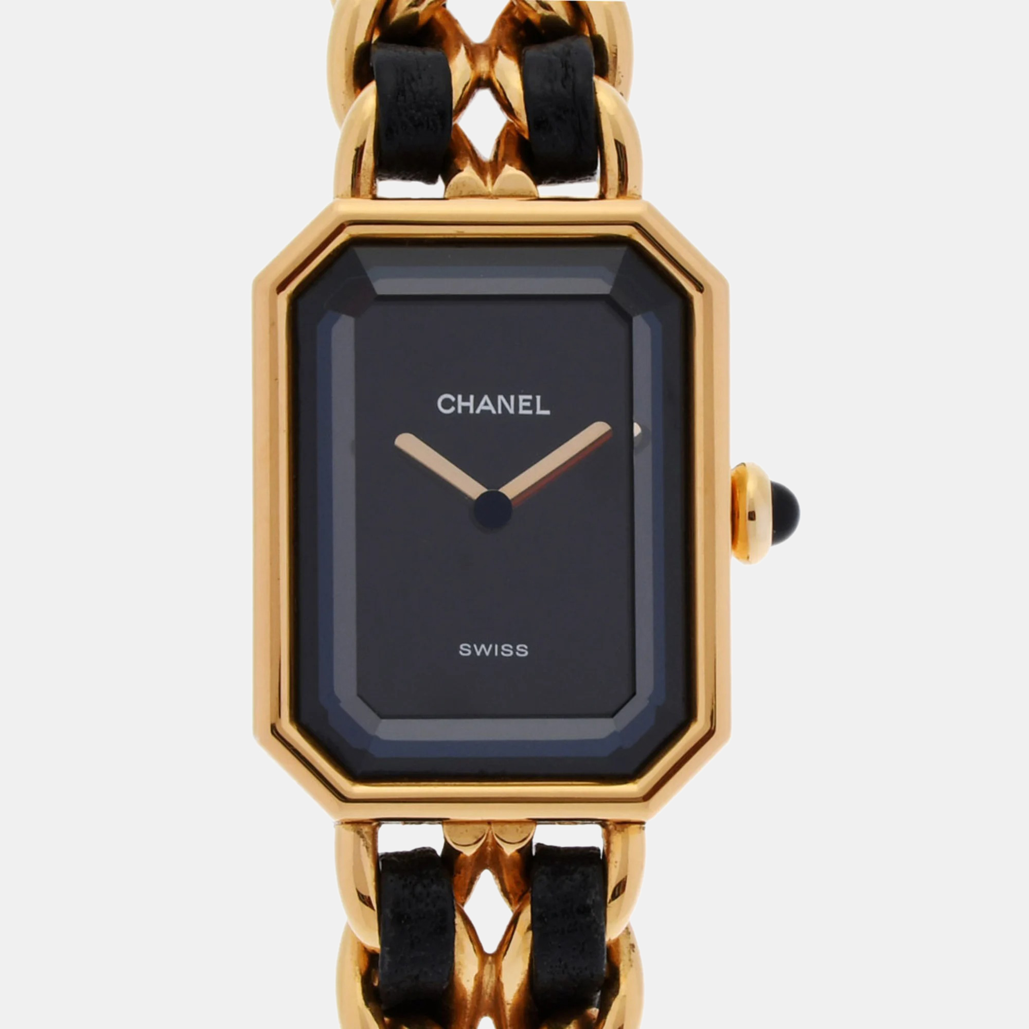 

Chanel Black Yellow Gold Plated Stainless Steel Premiere H0001 Quartz Women's Wristwatch 20 mm