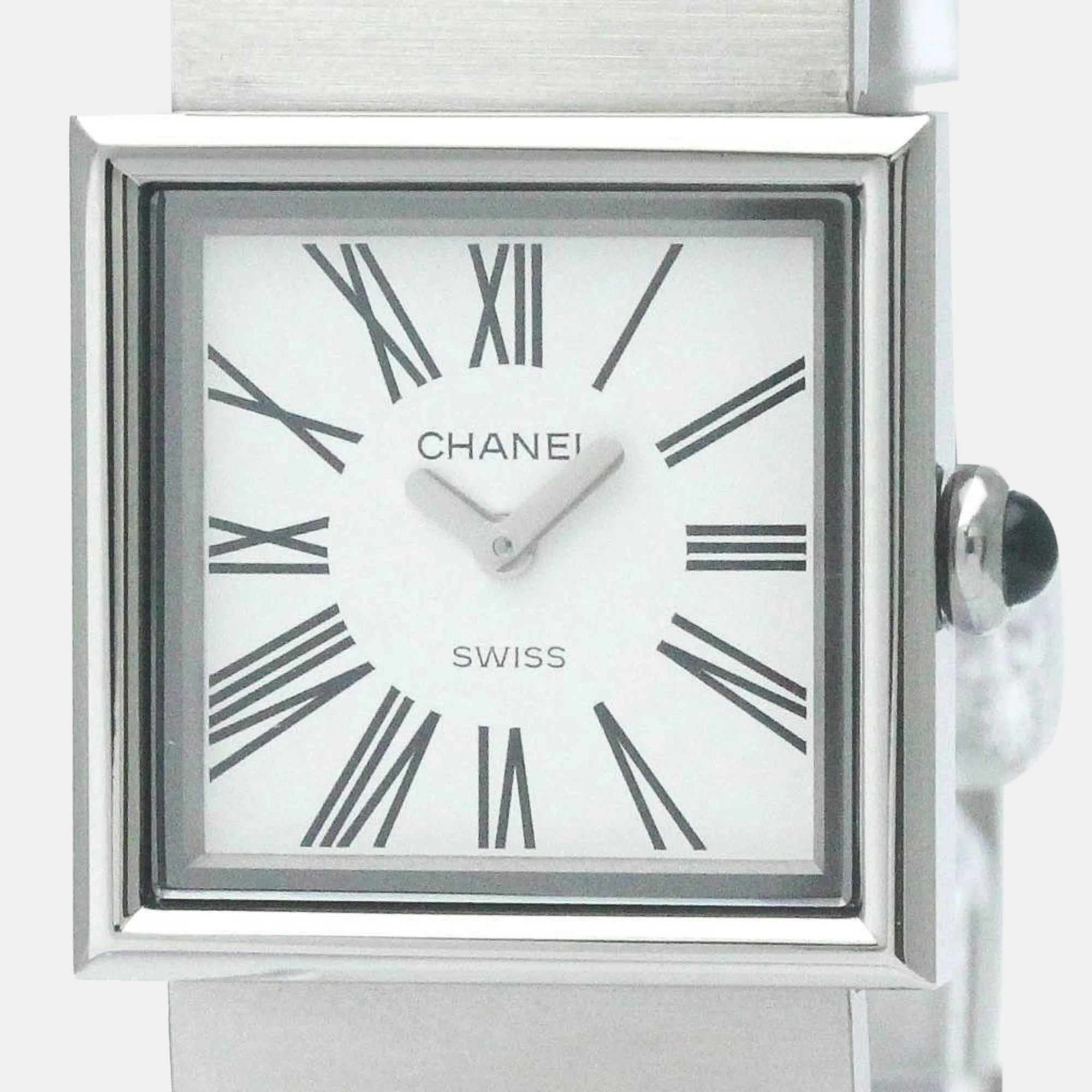 

Chanel White Stainless Steel Mademoiselle H0827 Quartz Women's Wristwatch 22 mm