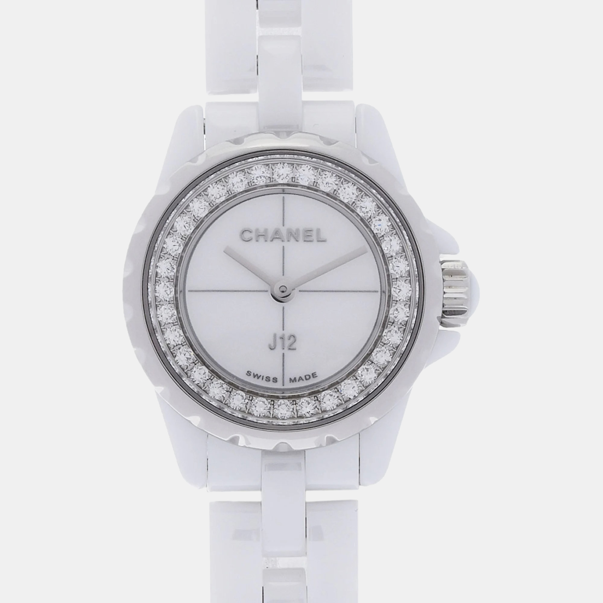 

Chanel White Stainless Steel Ceramic J12 H5237 Quartz Women's Wristwatch 20 mm