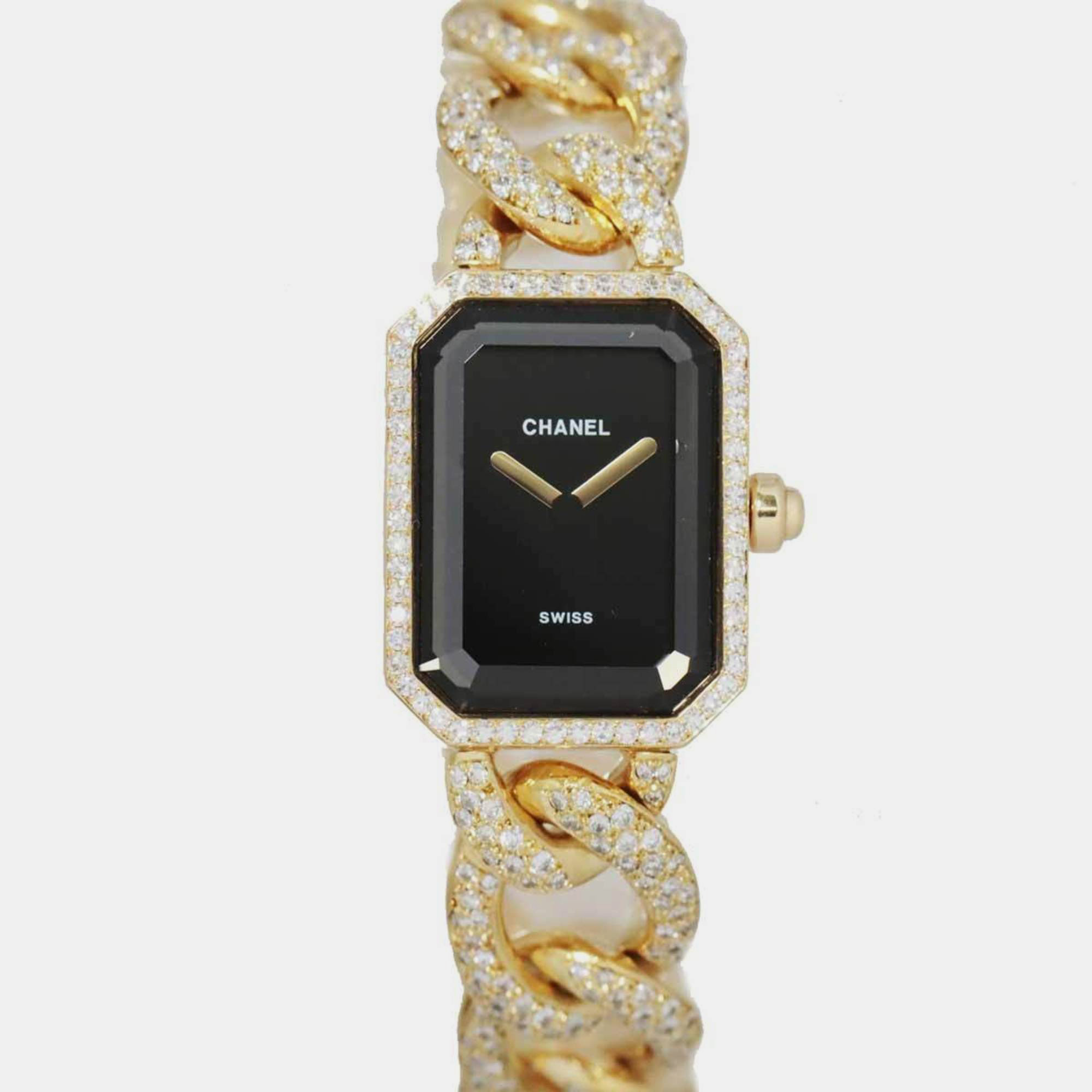 

Chanel Black 18K Yellow Gold and Diamond Premiere H0114 Women's Wristwatch