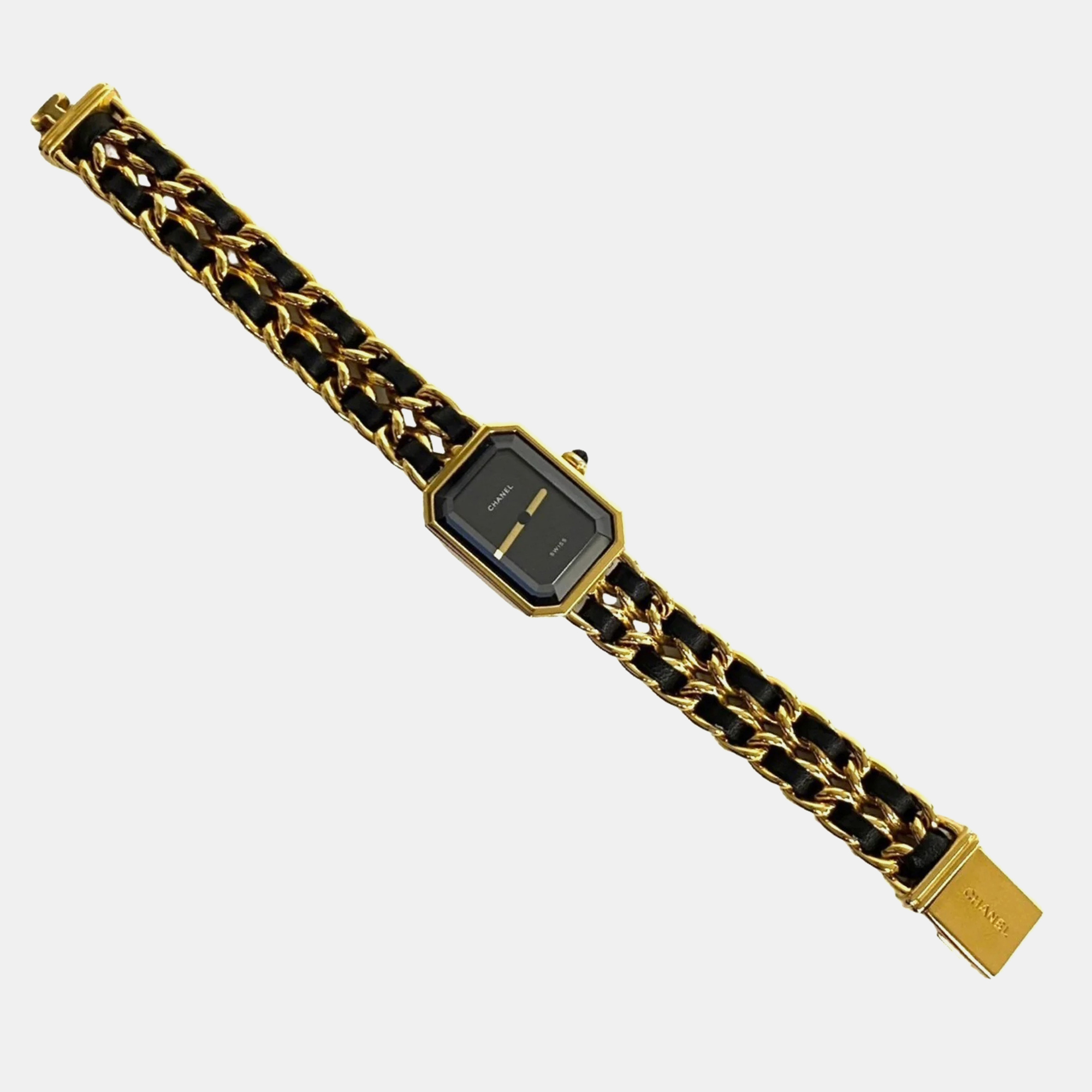 

Chanel Black Leather and Stainless Steel Premiere Quartz Women's Wristwatch 20 mm