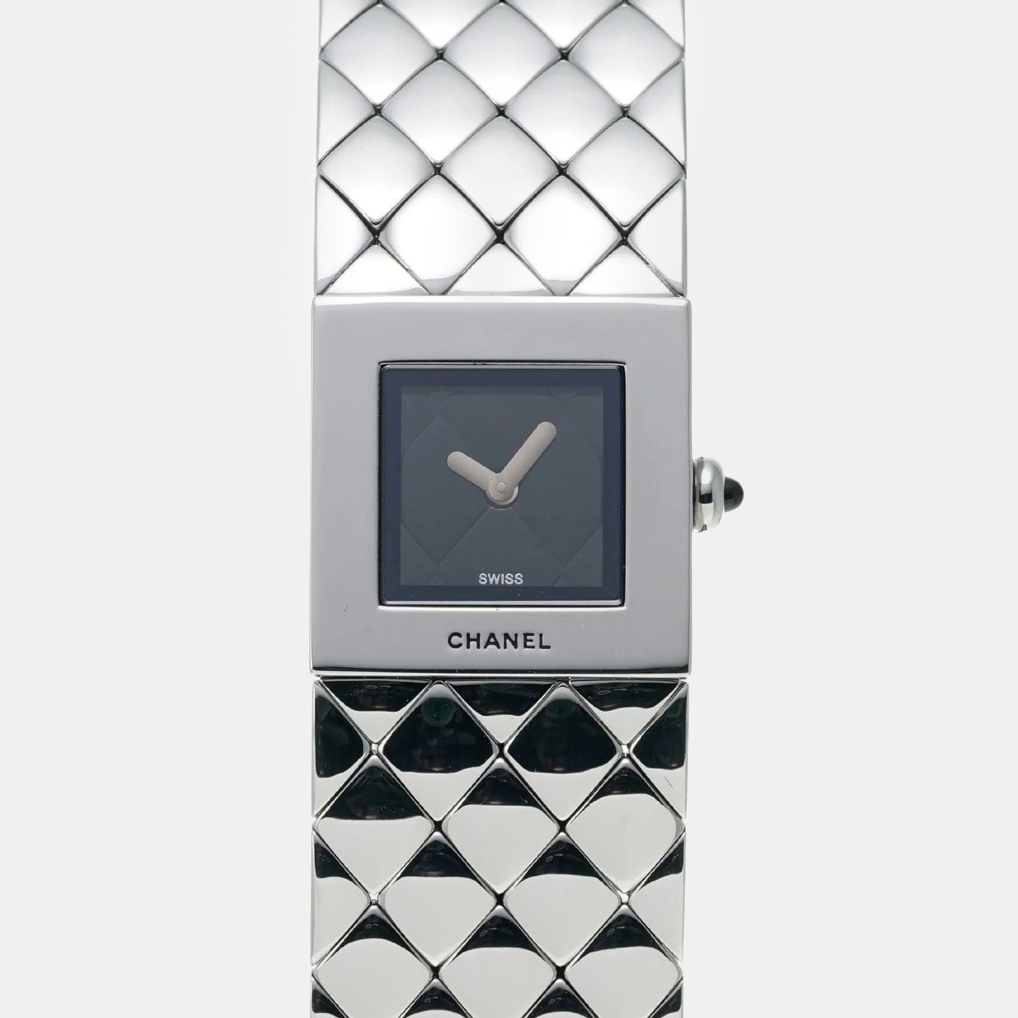 

Chanel Black Stainless Steel Matelasse Quartz Women's Wristwatch 19 mm