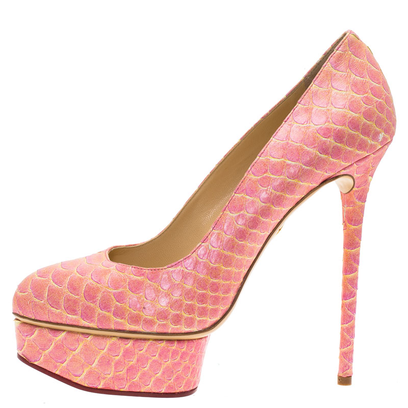 

Charlotte Olympia Pink Python Priscilla Platform Pumps Size