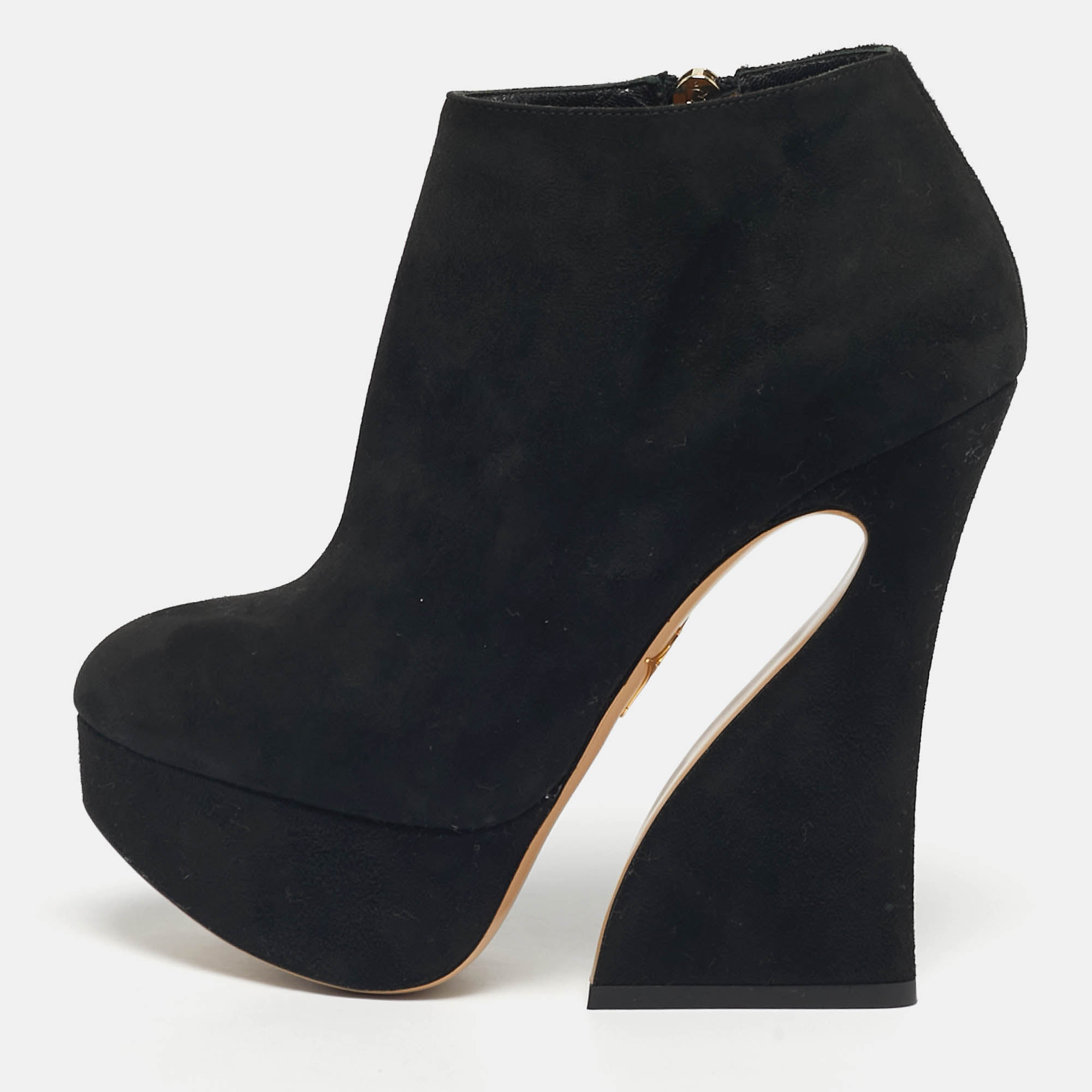 

Charlotte Olympia Black Suede Ankle Length Boots Size