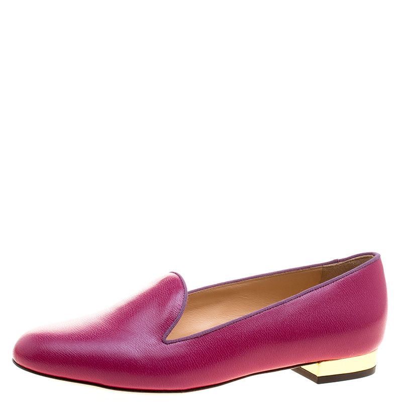 Charlotte Olympia Red Leather Smoking Slippers