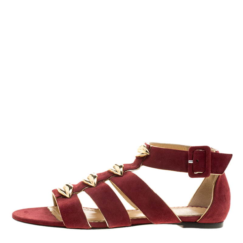 

Charlotte Olympia Red Suede One More Kiss Sandals Size