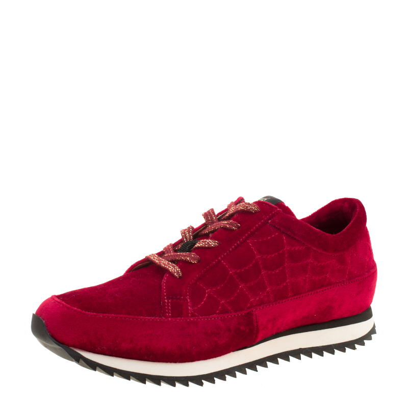 Charlotte Olympia Red Velvet Work It! Sneakers Size 37
