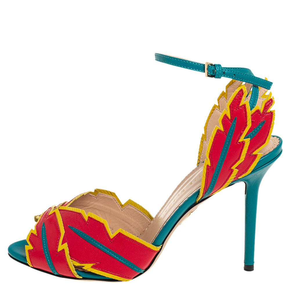 

Charlotte Olympia Multicolor Leather Navajo Ankle Strap Sandals Size