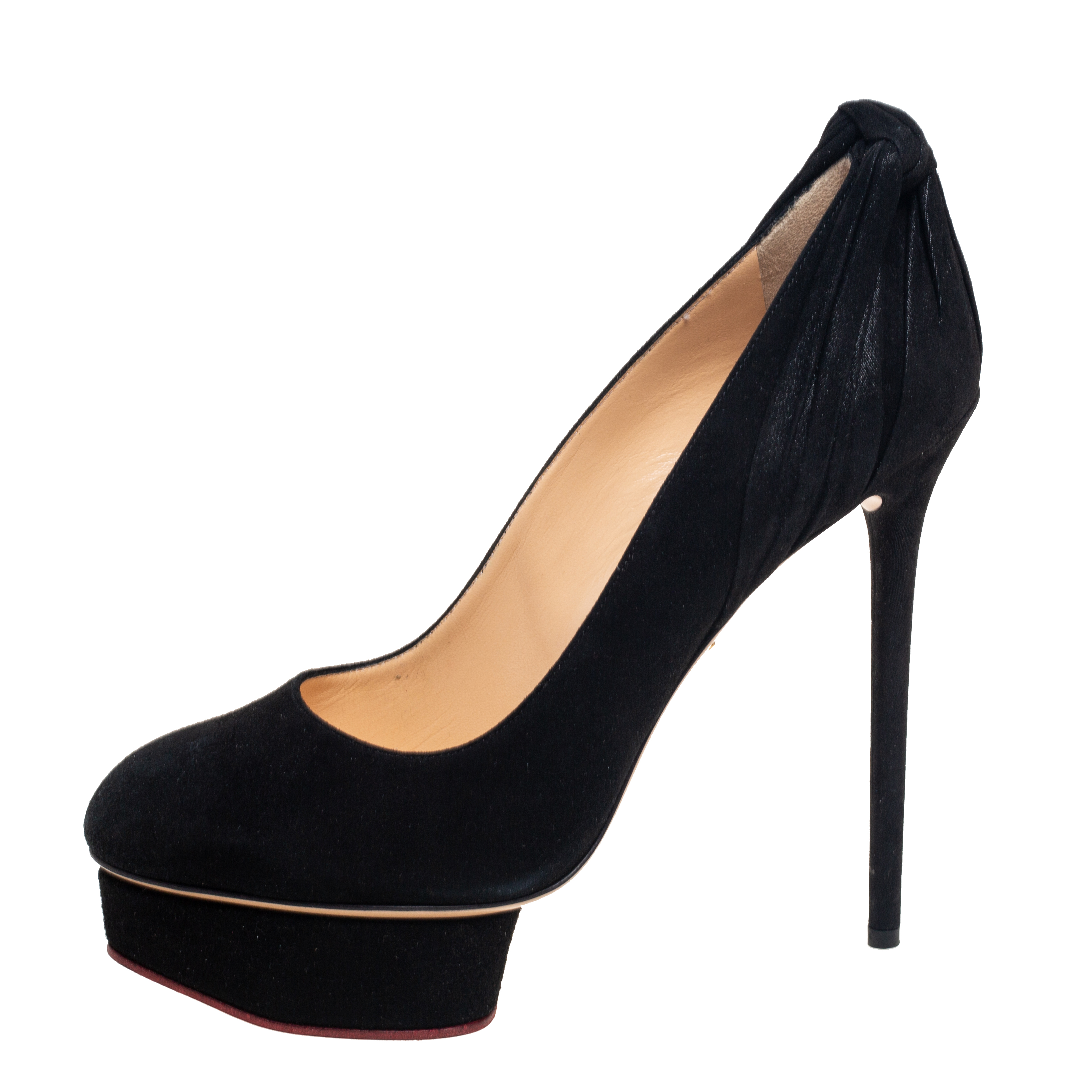 

Charlotte Olympia Black Suede Dolly Pumps Size