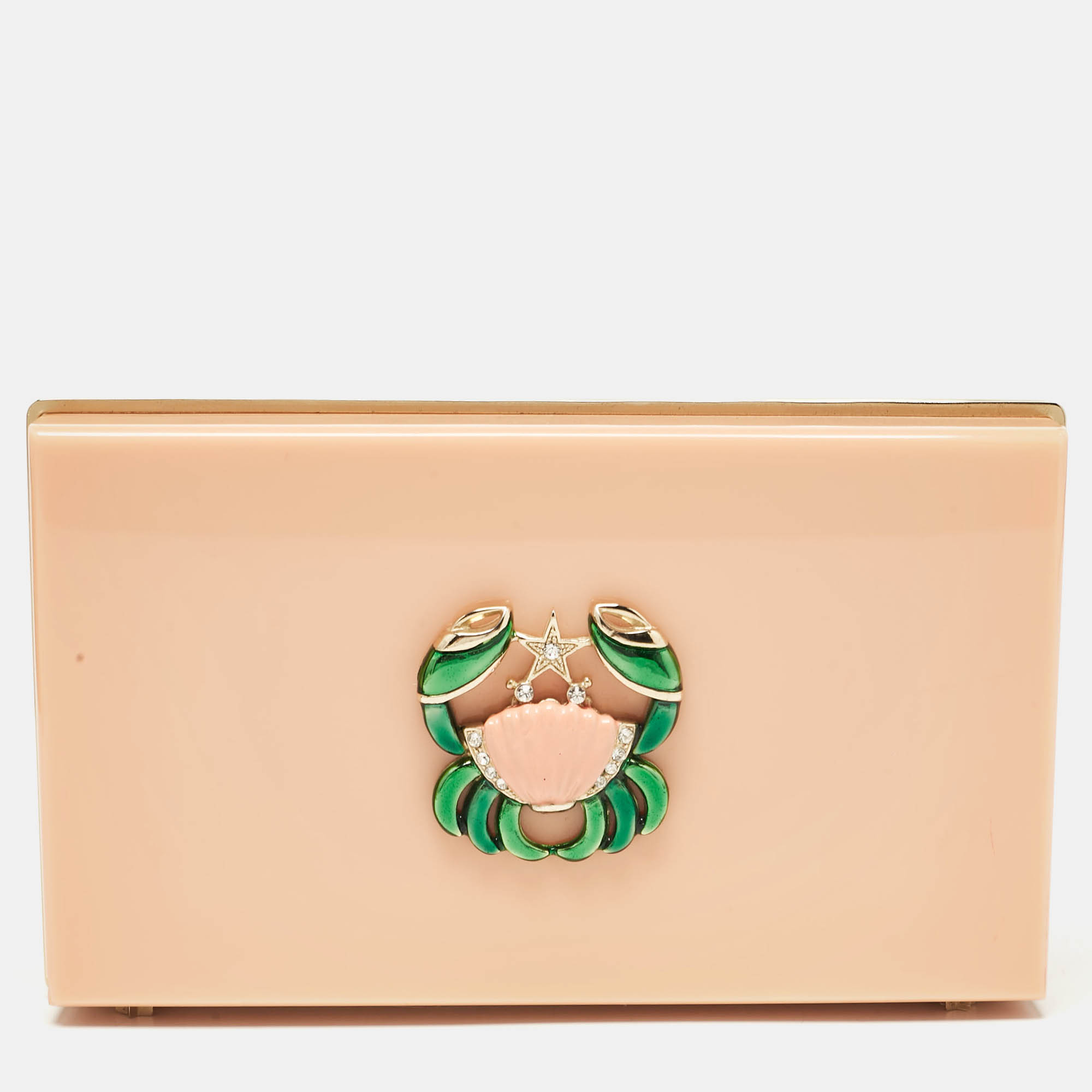 

Charlotte Olympia Peach Perspex Cancer Zodiac Pandora Box Clutch, Orange