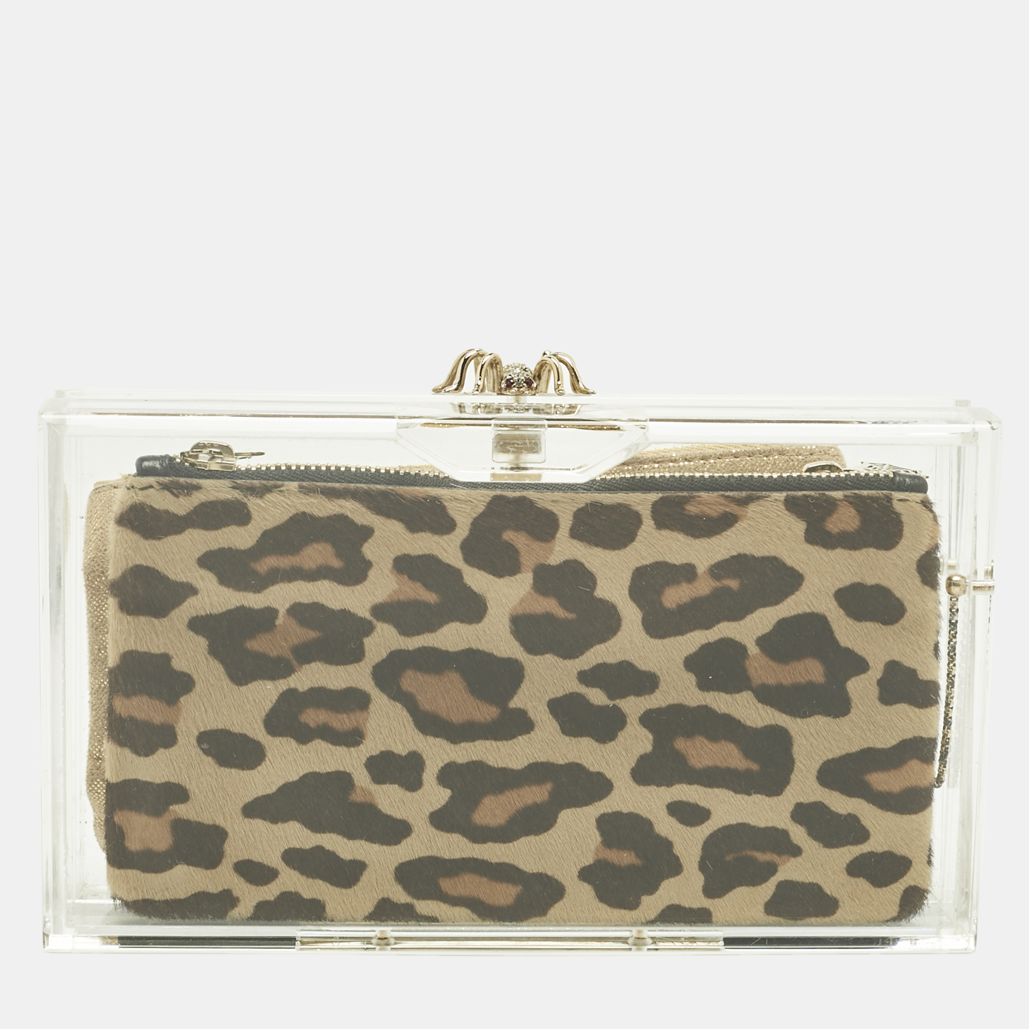 Pre-owned Charlotte Olympia Clear Perspex Spider Pandora Box Clutch In Transparent