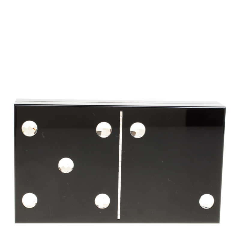 Pre Owned Charlotte Olympia Black Perspex Domino Pandora Box Clutch