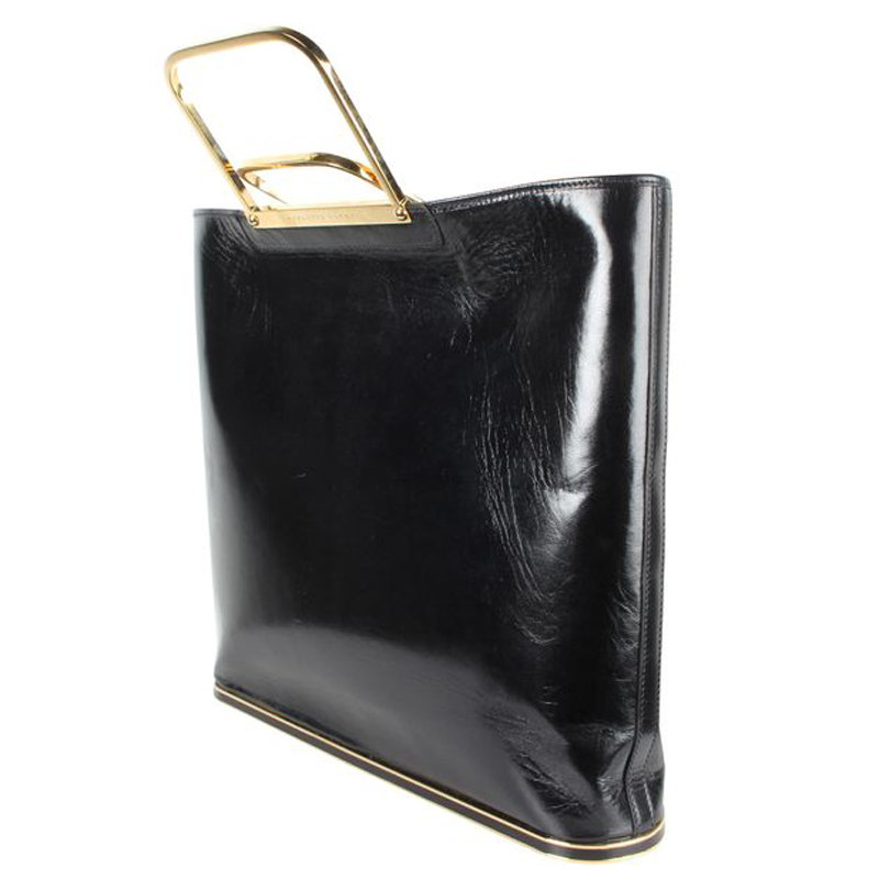 

Charlotte Olympia Black Leather Metal Handles Tote
