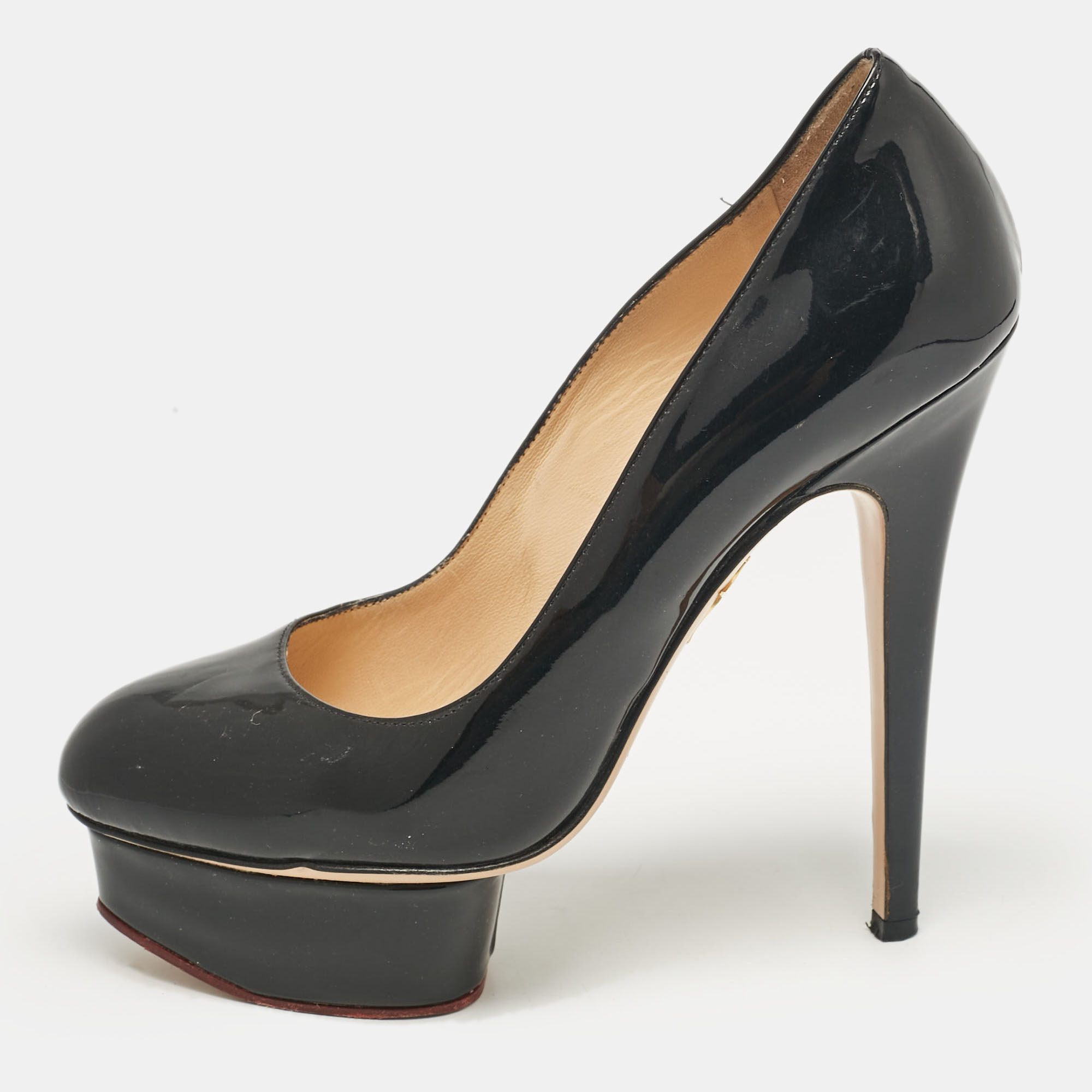 

Charlotte Olympia Black Patent Leather Dolly Platform Pumps size