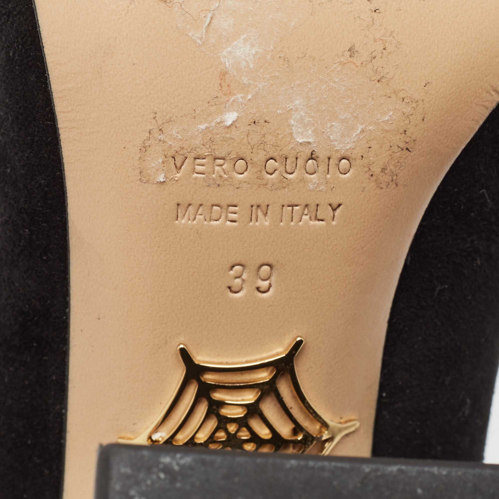 Charlotte Olympia Black Suede Block Heel Pumps Size 39 