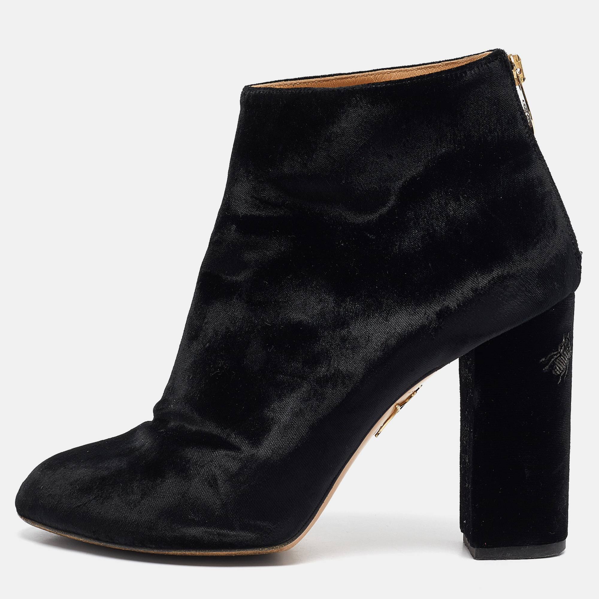 

Charlotte Olympia Black Velvet Alba Ankle Boots Size