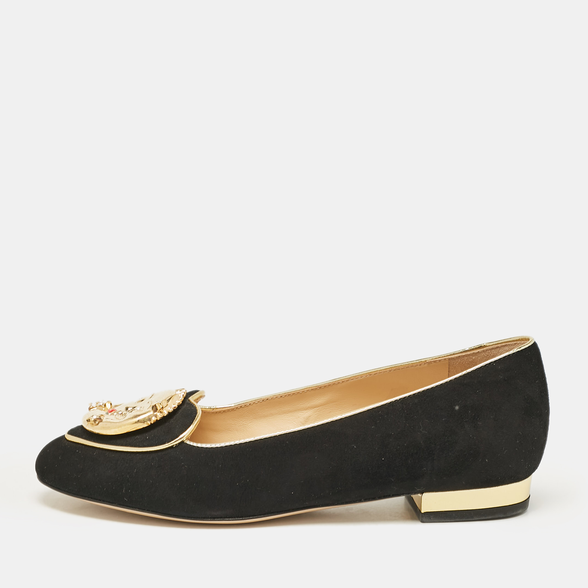 

Charlotte Olympia Black Suede Eclipse Ballet Flats Size