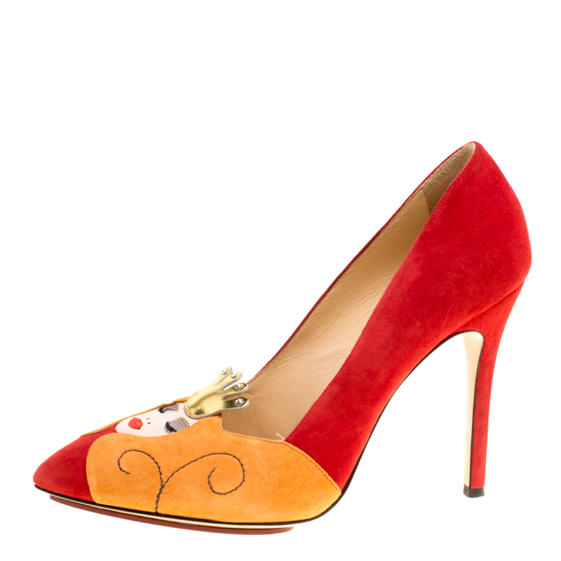 

Charlotte Olympia Red Suede Sleeping Beauty Pumps Size