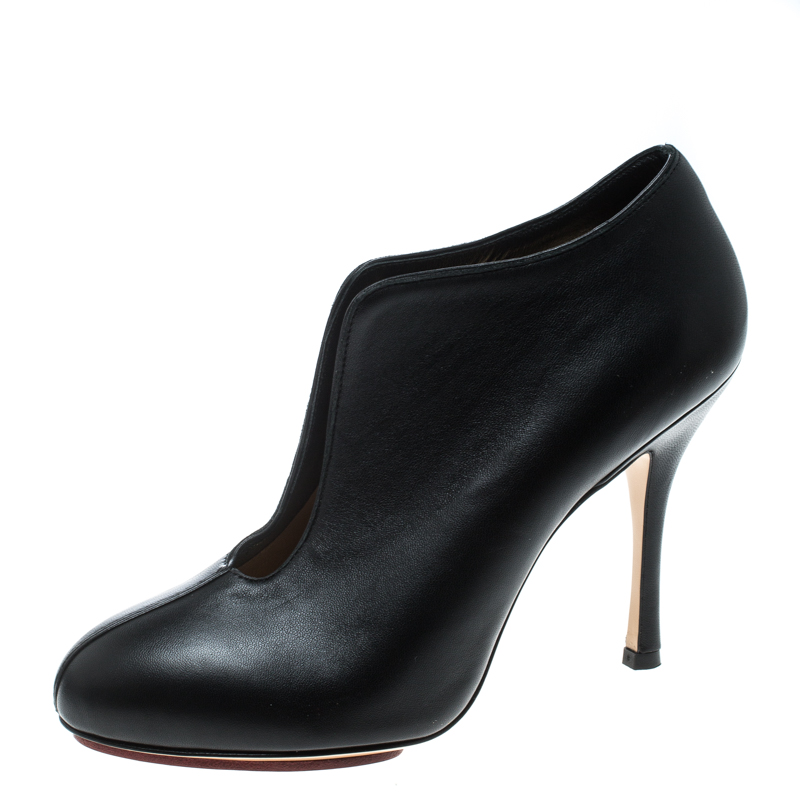 

Charlotte Olympia Black Leather Ankle Booties Size