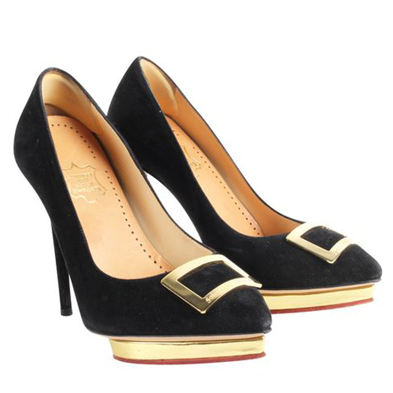 

Charlotte Olympia Black Suede Platform Pumps Size