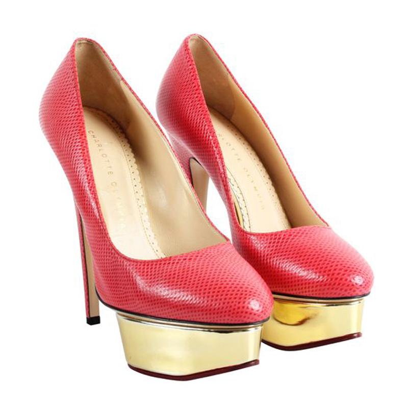

Charlotte Olympia Red Leather Platform Pumps Size