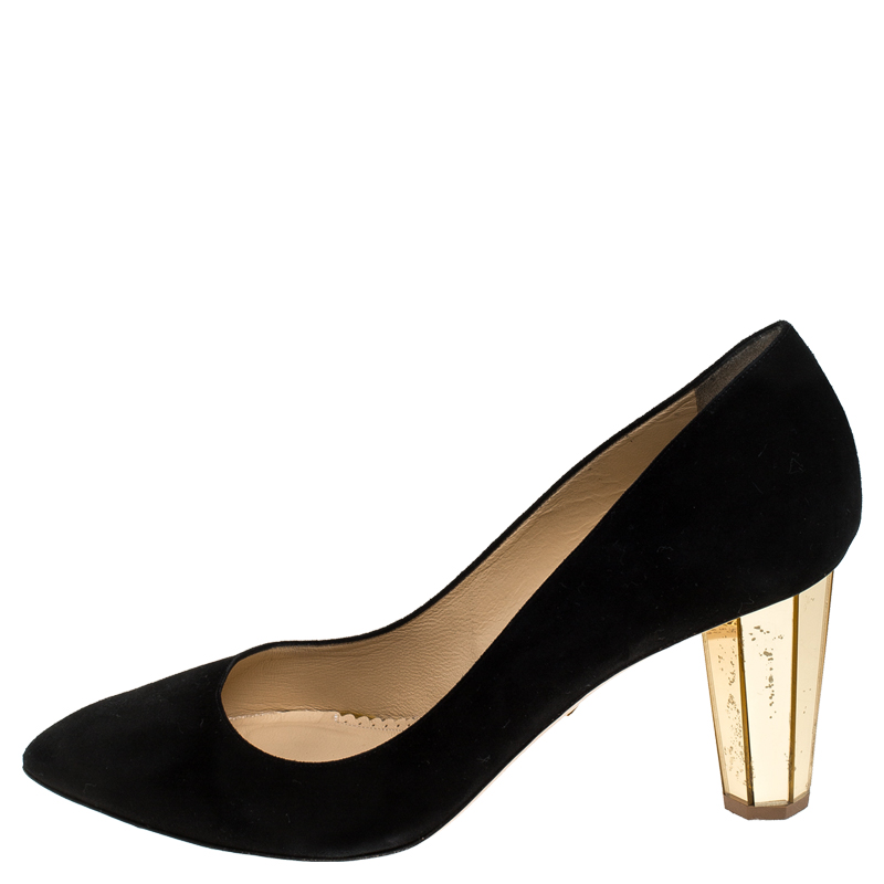 

Charlotte Olympia Black Suede Liz Pointed Toe Pumps Size