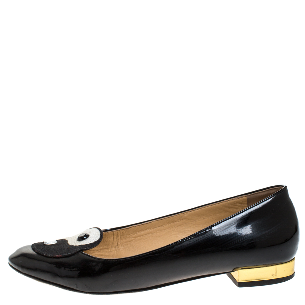 

Charlotte Olympia Black Patent Leather Yin Yang Ballet Flats Size