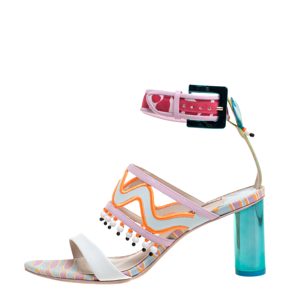 

Charlotte Olympia Multicolor Leather Beaded Sandals Size