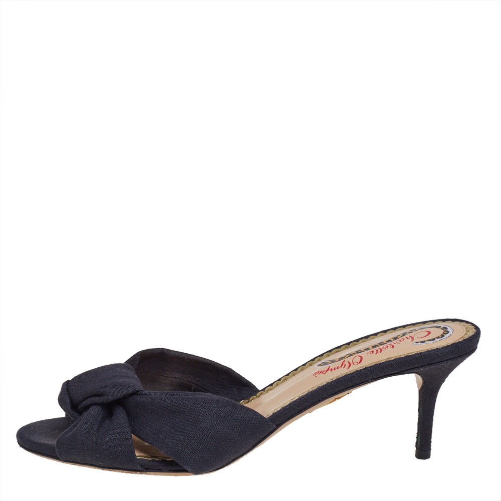 

Charlotte Olympia Black Canvas Lola Sandals Size