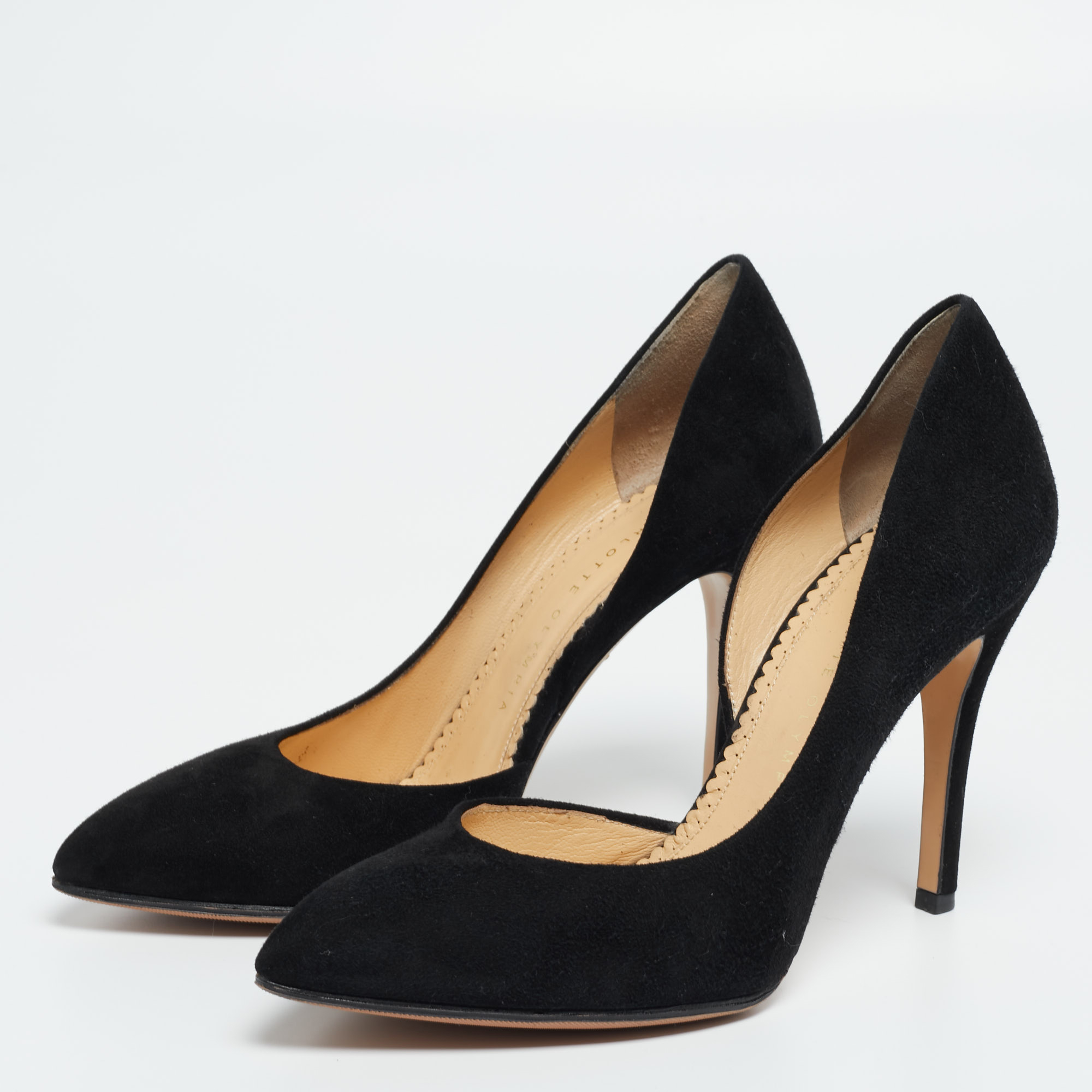 

Charlotte Olympia Black Suede D'Orsay Pumps Size