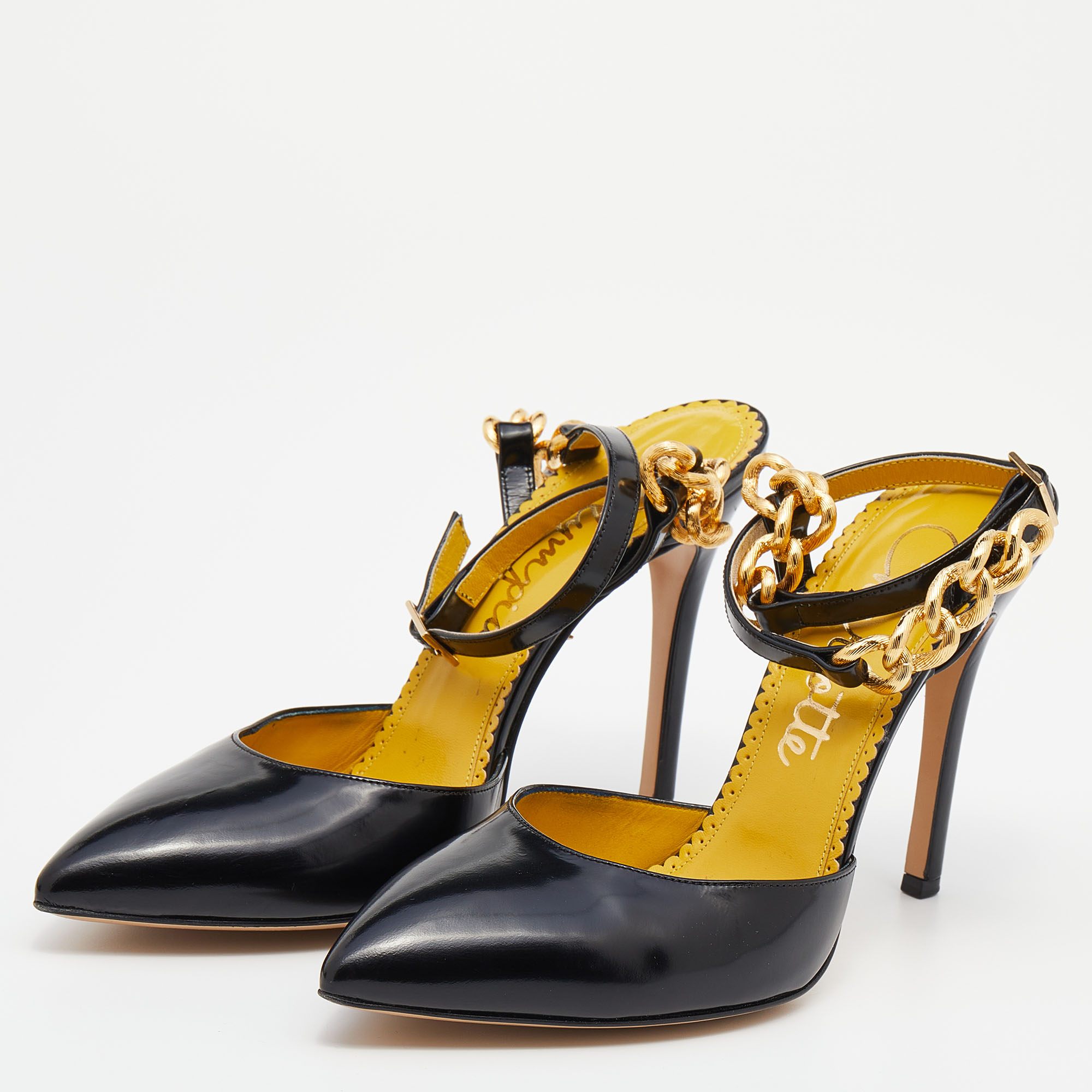 

Charlotte Olympia Black Leather Ankle Strap Sandals Size