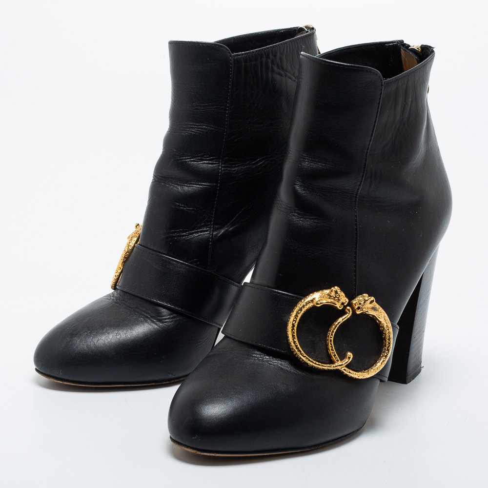 

Charlotte Olympia Black Leather Ankle Length Boots Size