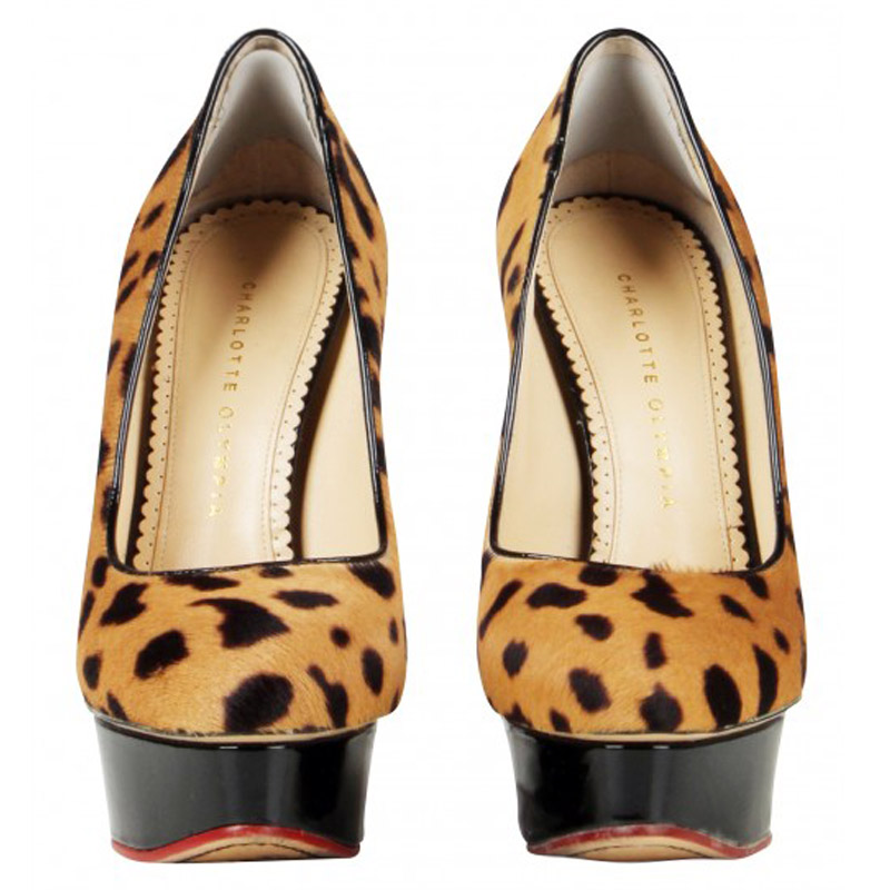 

Charlotte Olympia Leopard Pony Hair and Black Leather Polly Platform Pumps Size, Yellow