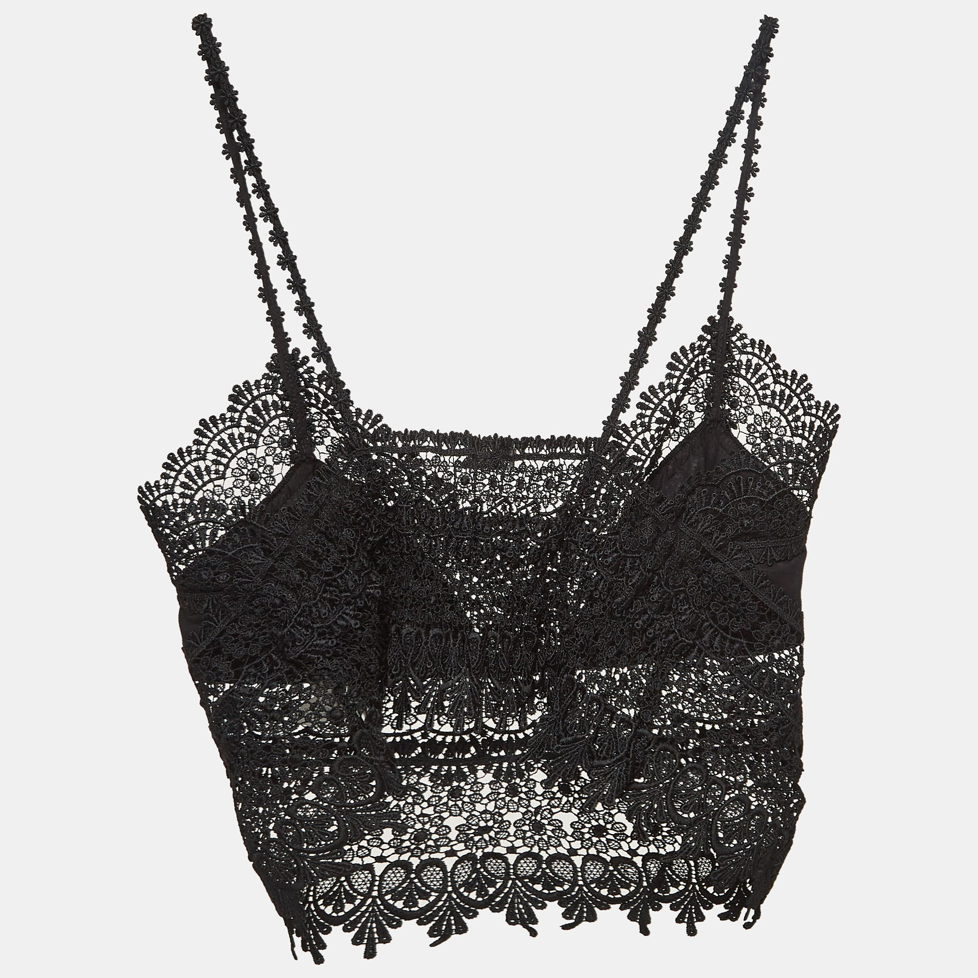 

Charo Ruiz Black Lace Sheer Dana Top L