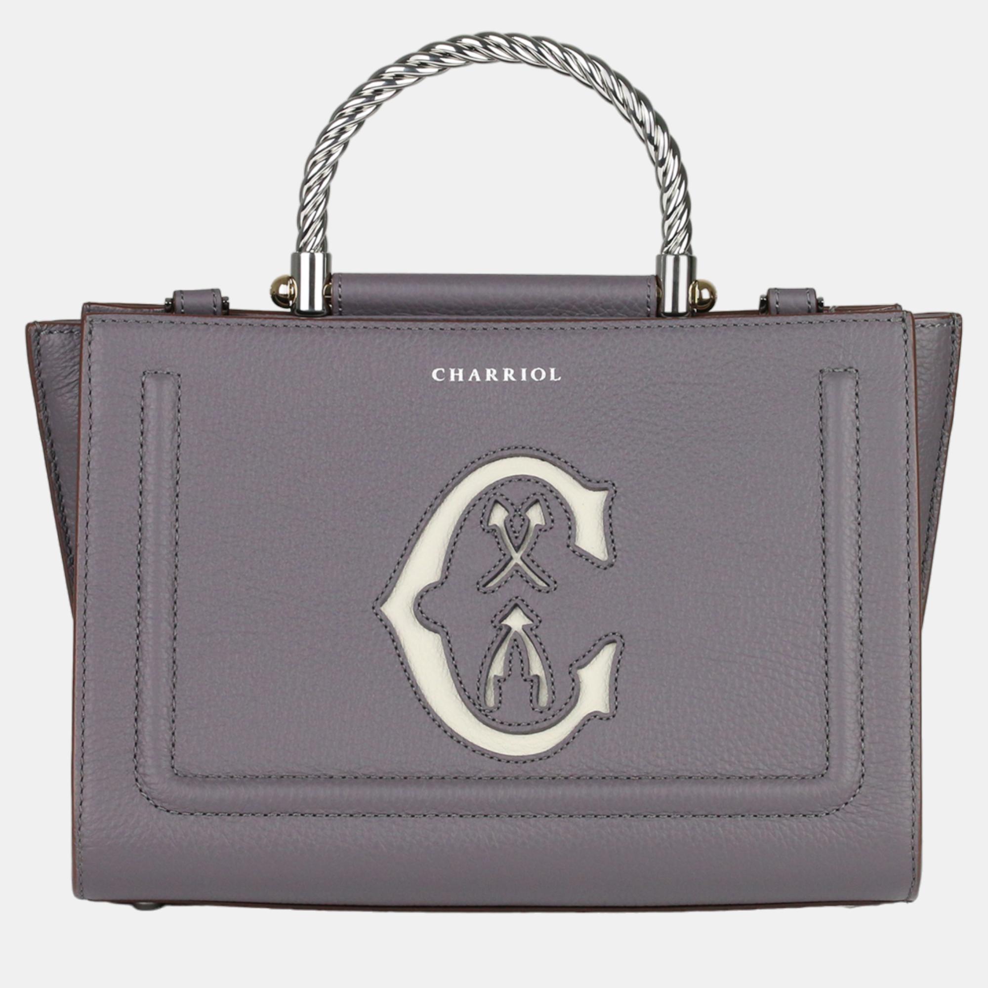Pre-owned Charriol Storm Grey Leather Marie Olga Handbag