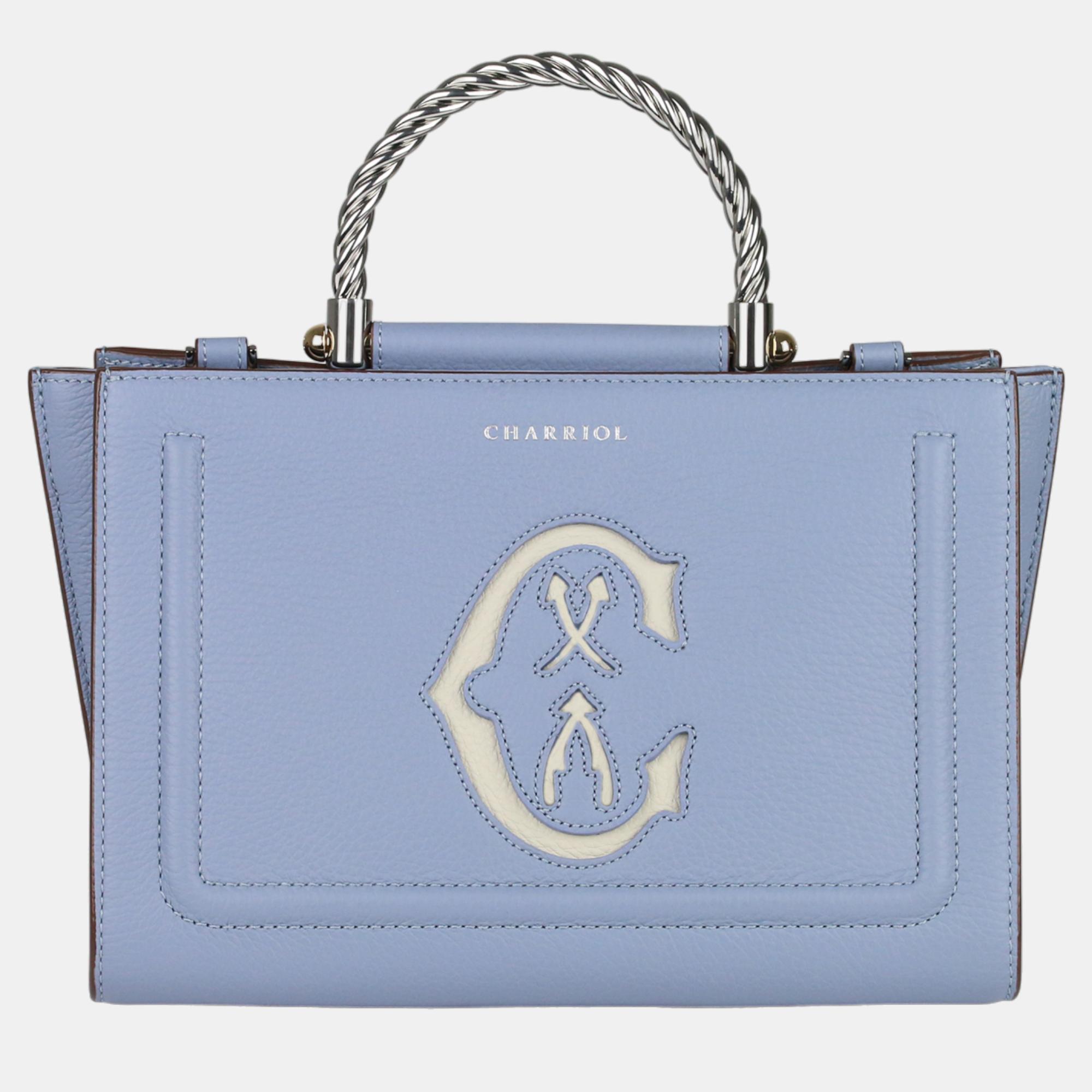 Pre-owned Charriol Esprit Leather Marie Olga Handbag In Blue