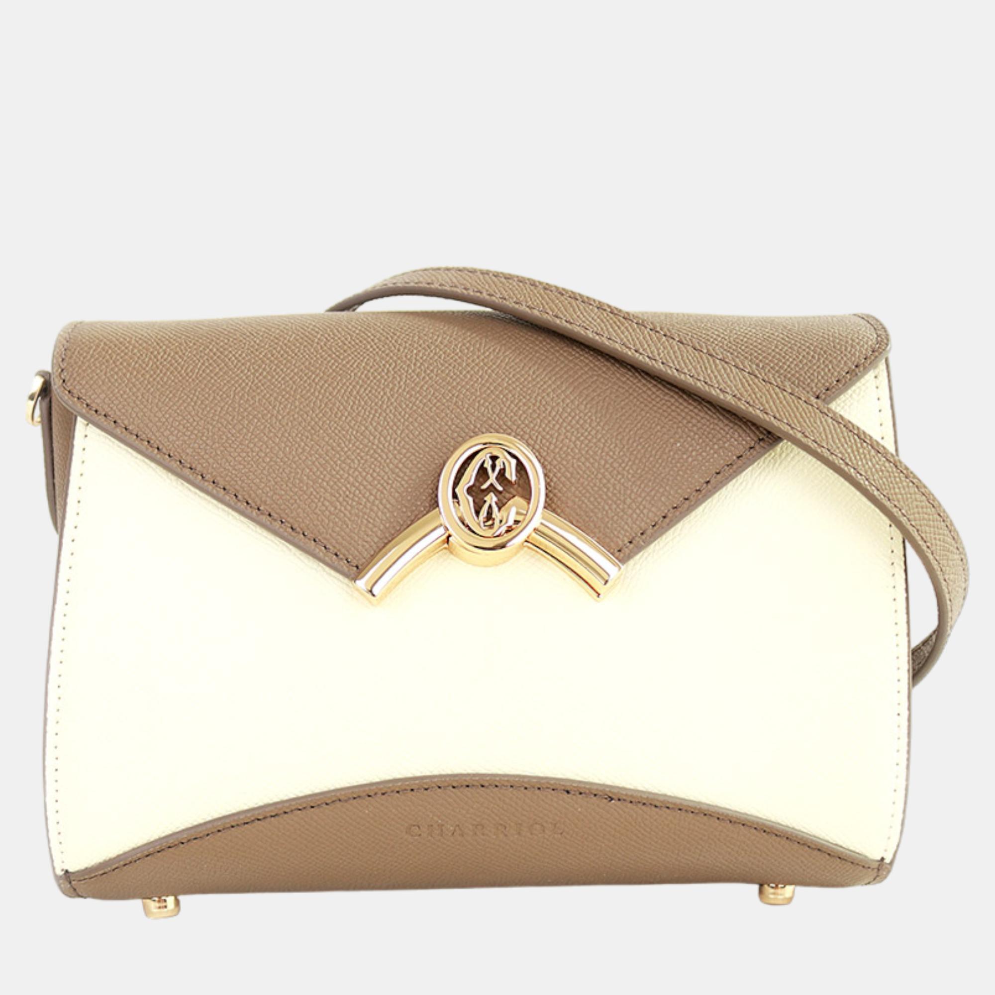 Pre-owned Charriol Taupe/beige Leather Coralie Malia Handbag