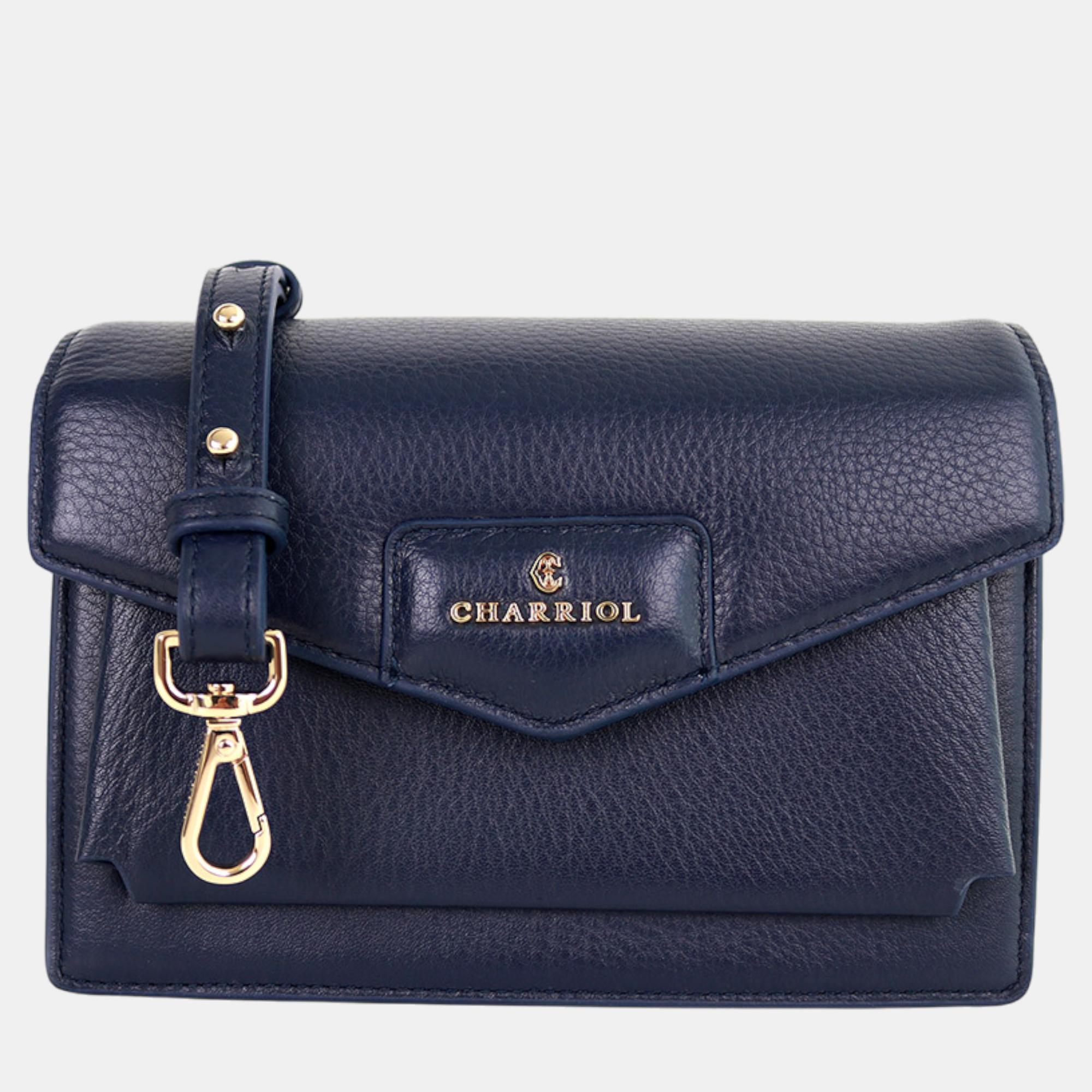 Pre-owned Charriol Navy Leather Twilight Handbag In Navy Blue