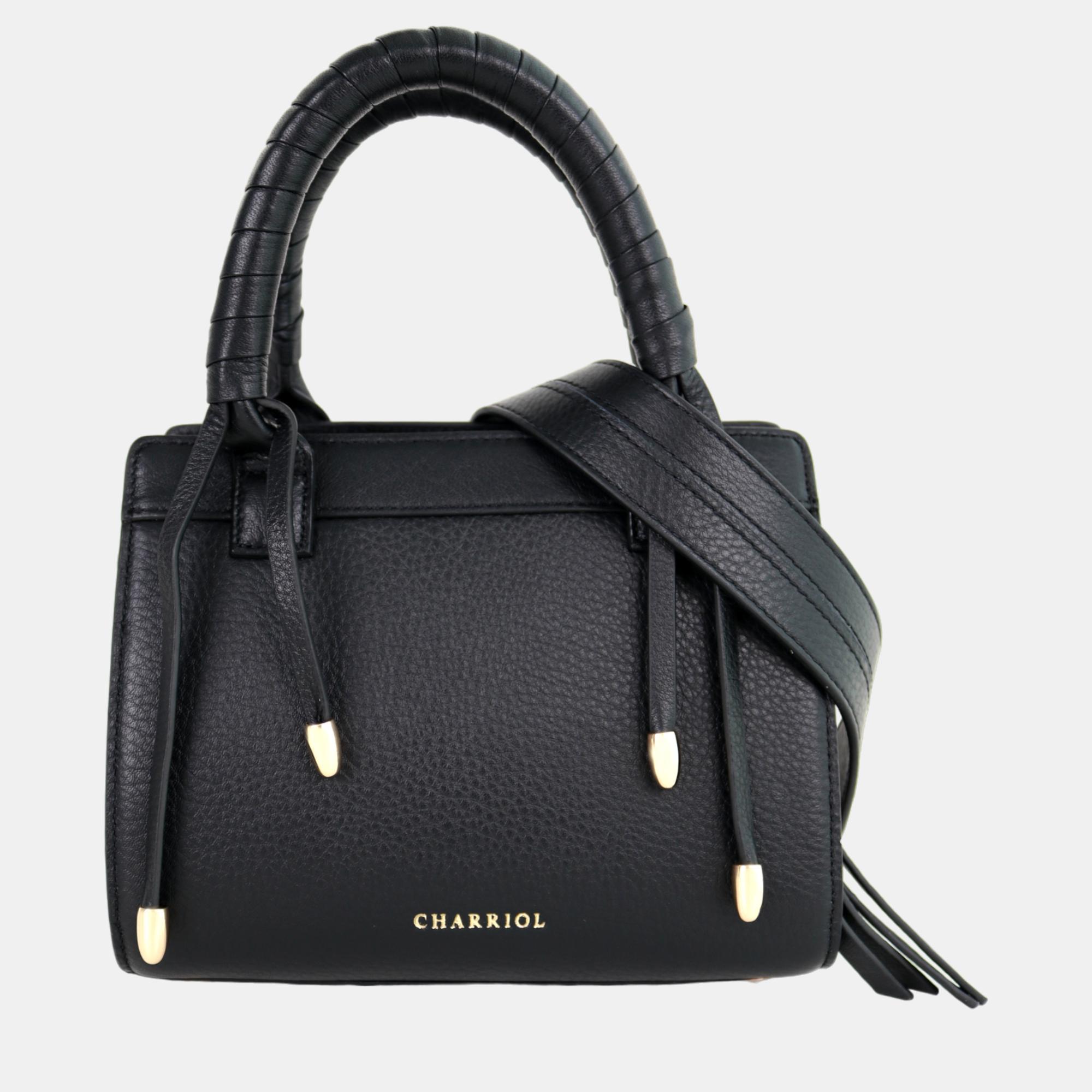 Pre-owned Charriol Black Leather Forever Handbag