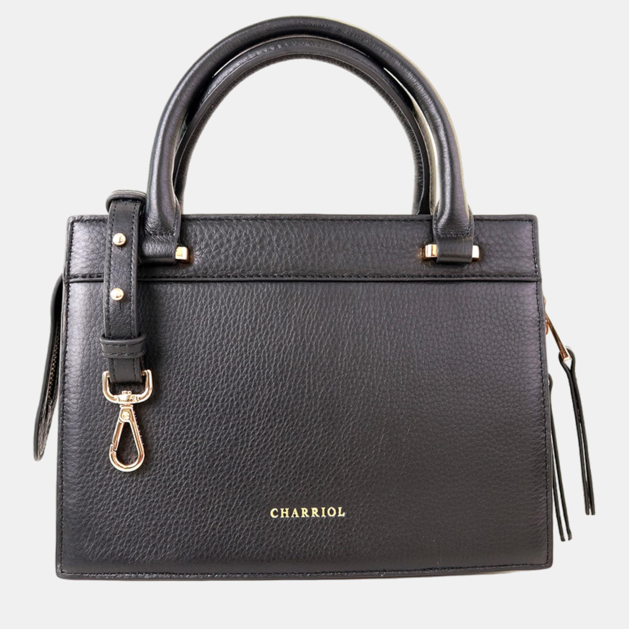 Pre-owned Charriol Black Leather Forever Handbag