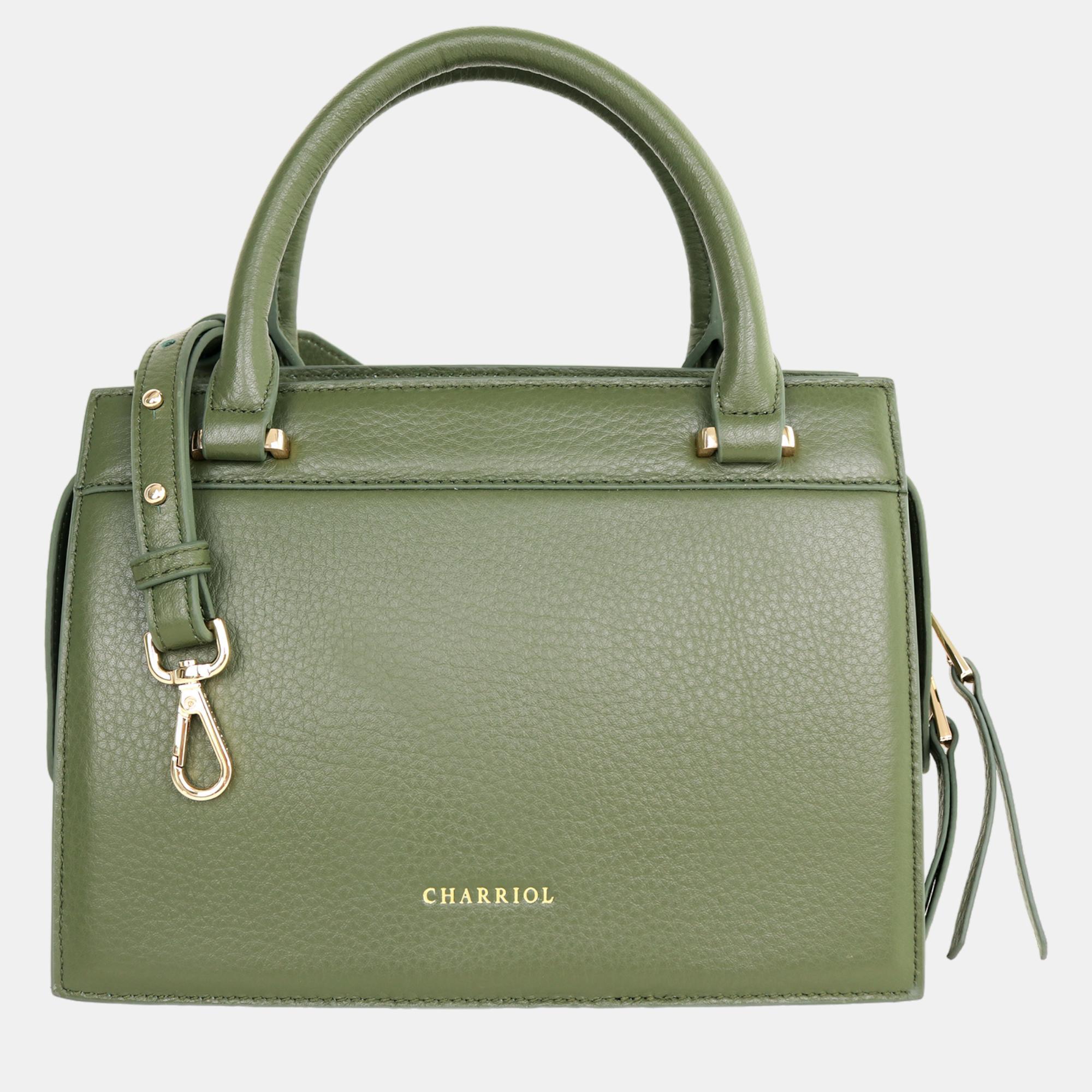 

Charriol Military Green Leather Forever Handbag