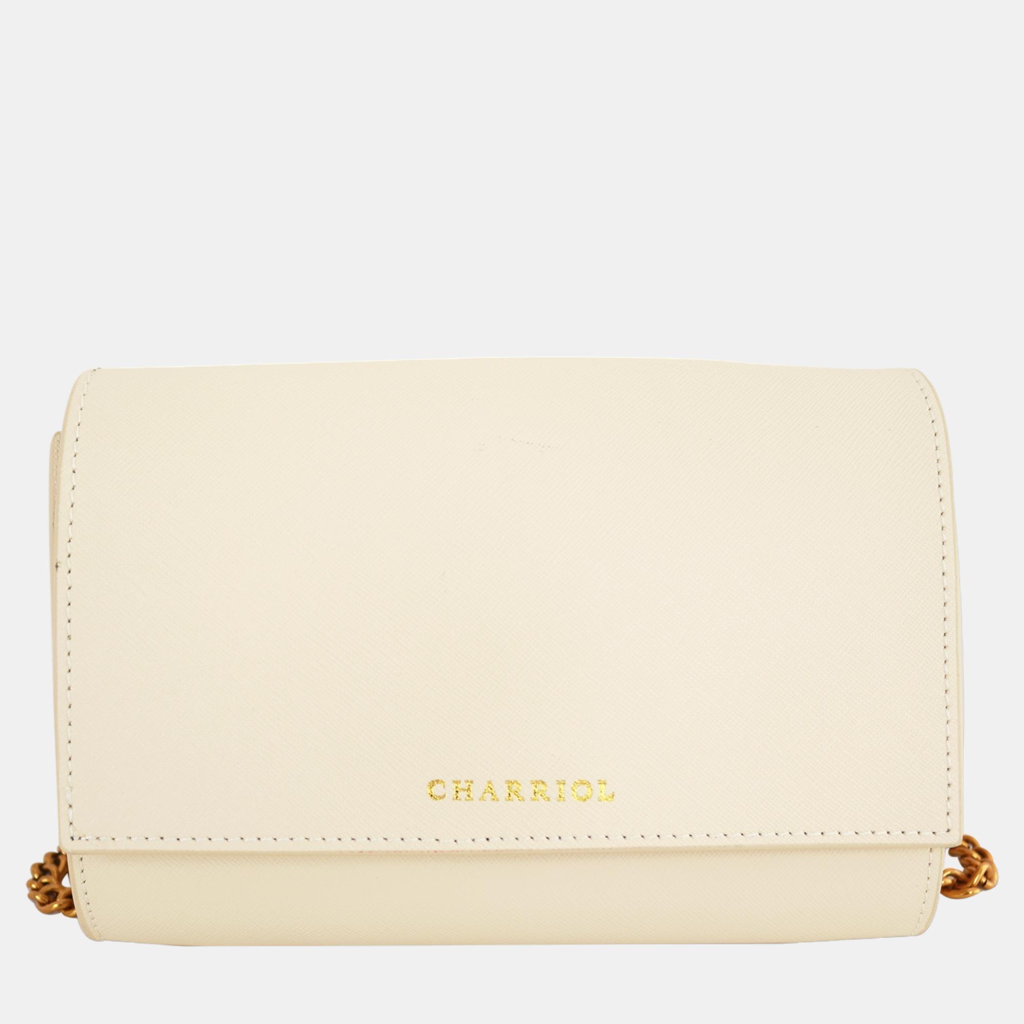 Pre-owned Charriol Offwhite Leather Chameleon Crossbody In Cream