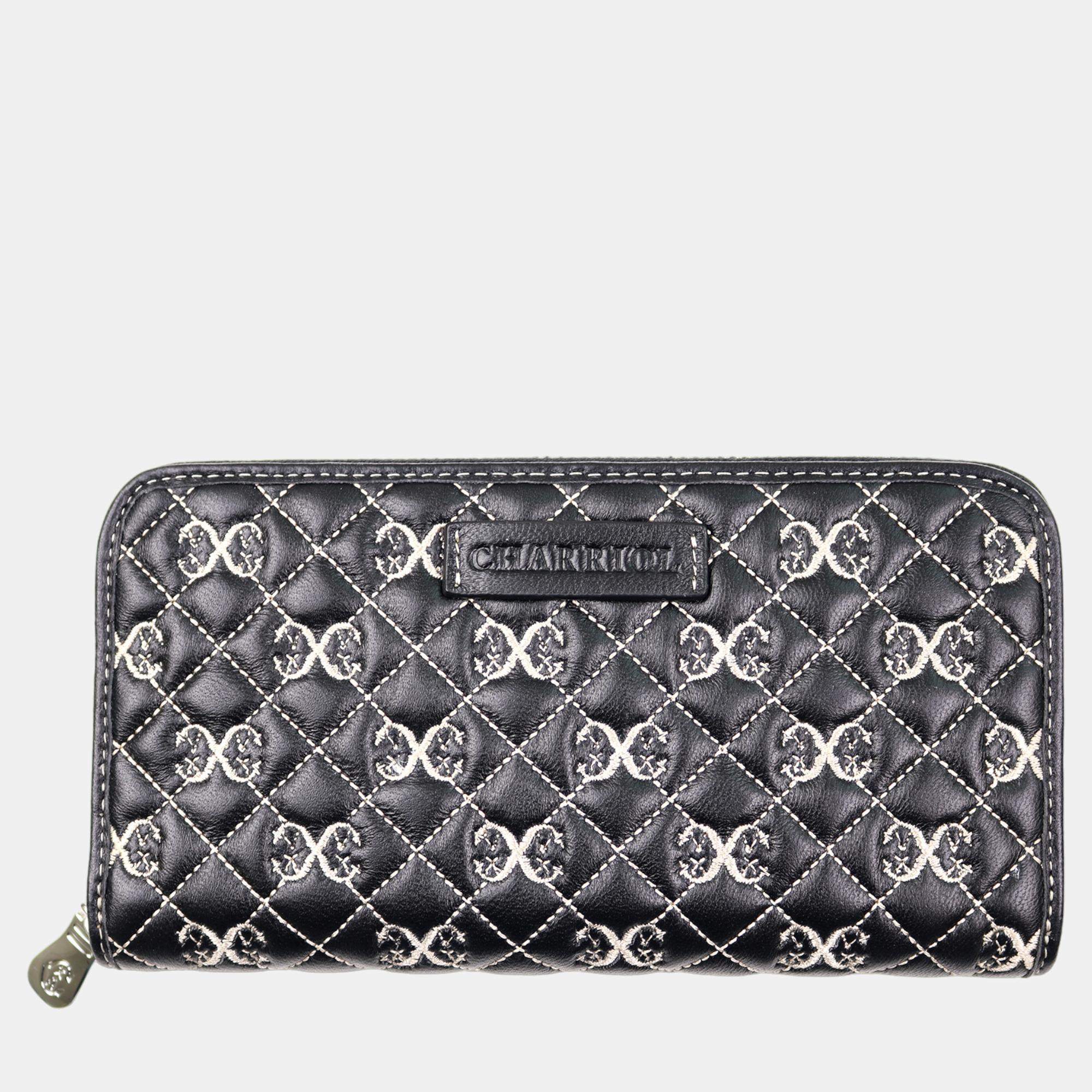 

Charriol Black / Beige Leather Quilted Purses