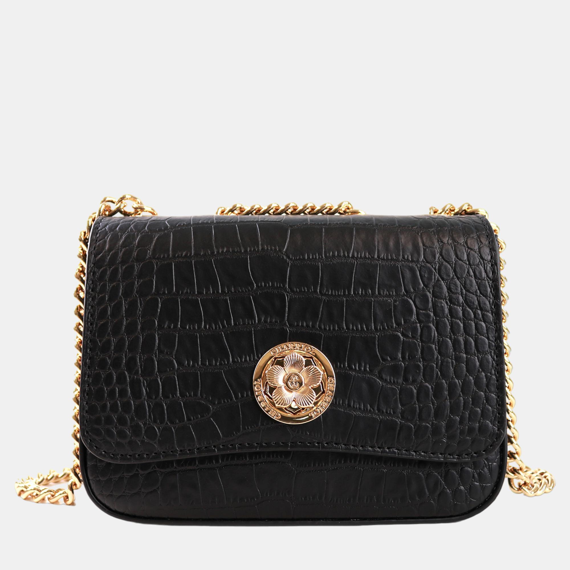 Pre-owned Charriol Black Leather Laetitiaclassic Handbag