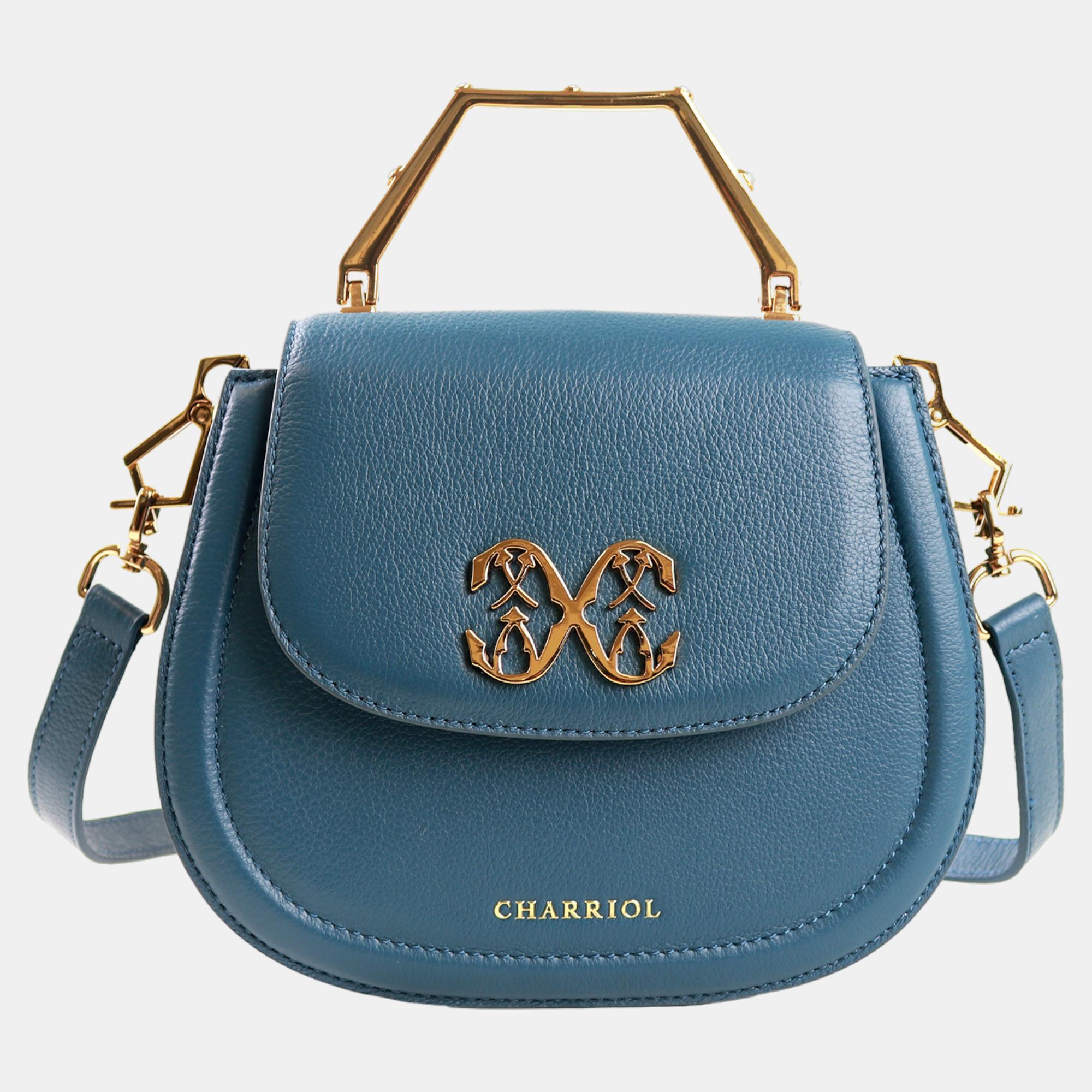 Pre-owned Charriol Bluish Green Leather Marie Olga Handbag