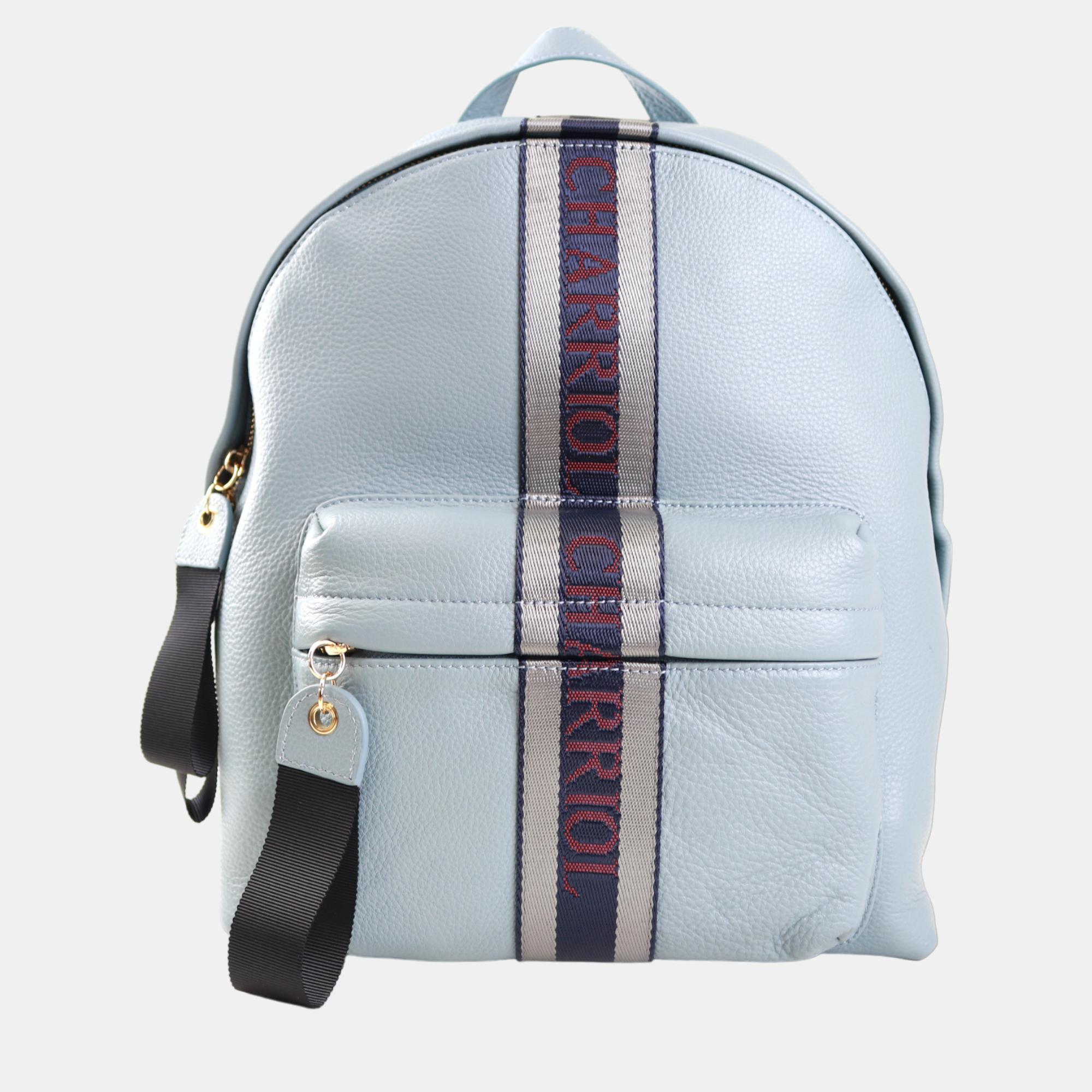 Pre-owned Charriol Light Blue Leather Deauville Back Pack
