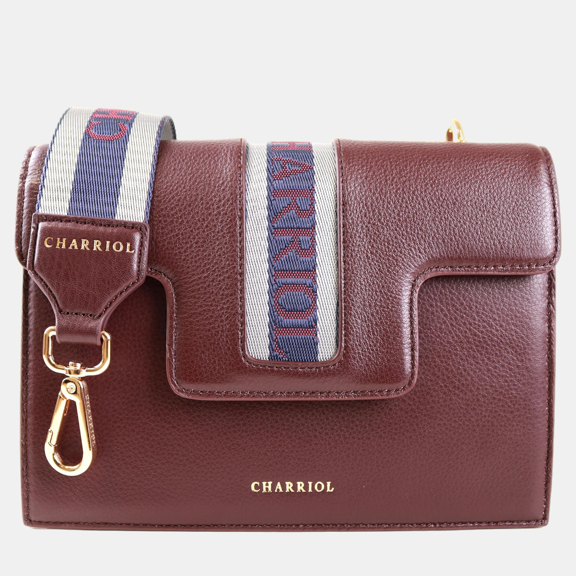 Pre-owned Charriol Bordeaux Leather Deauville Crossbody In Burgundy